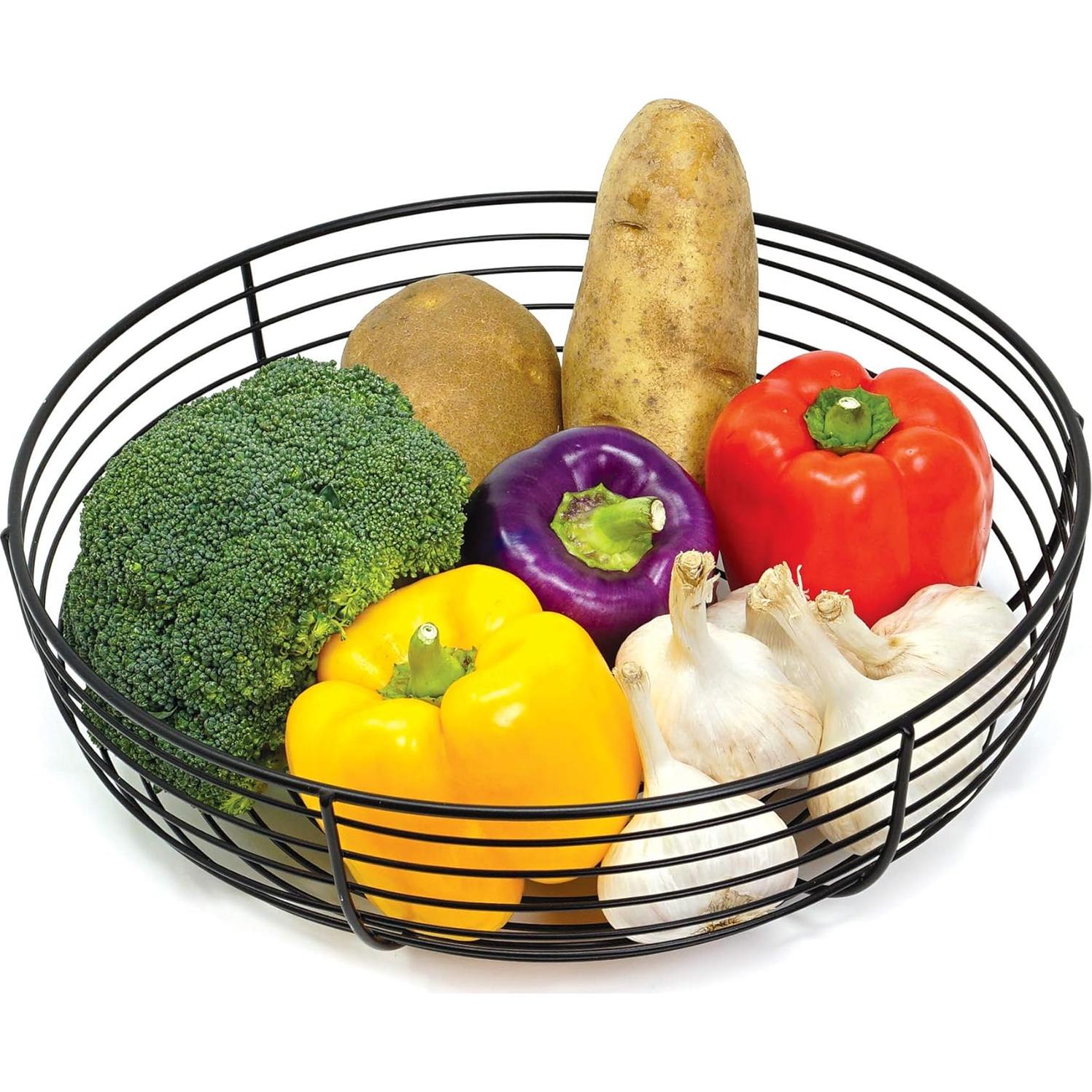 Canasta de Frutas CAXXA de Alambre Negro 28.4 cm - Diseño Moderno