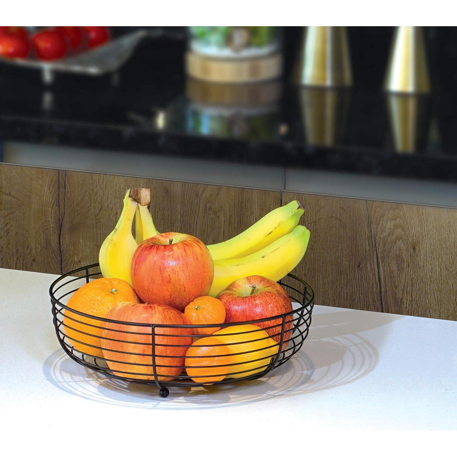 Canasta de Frutas CAXXA de Alambre Negro 28.4 cm - Diseño Moderno