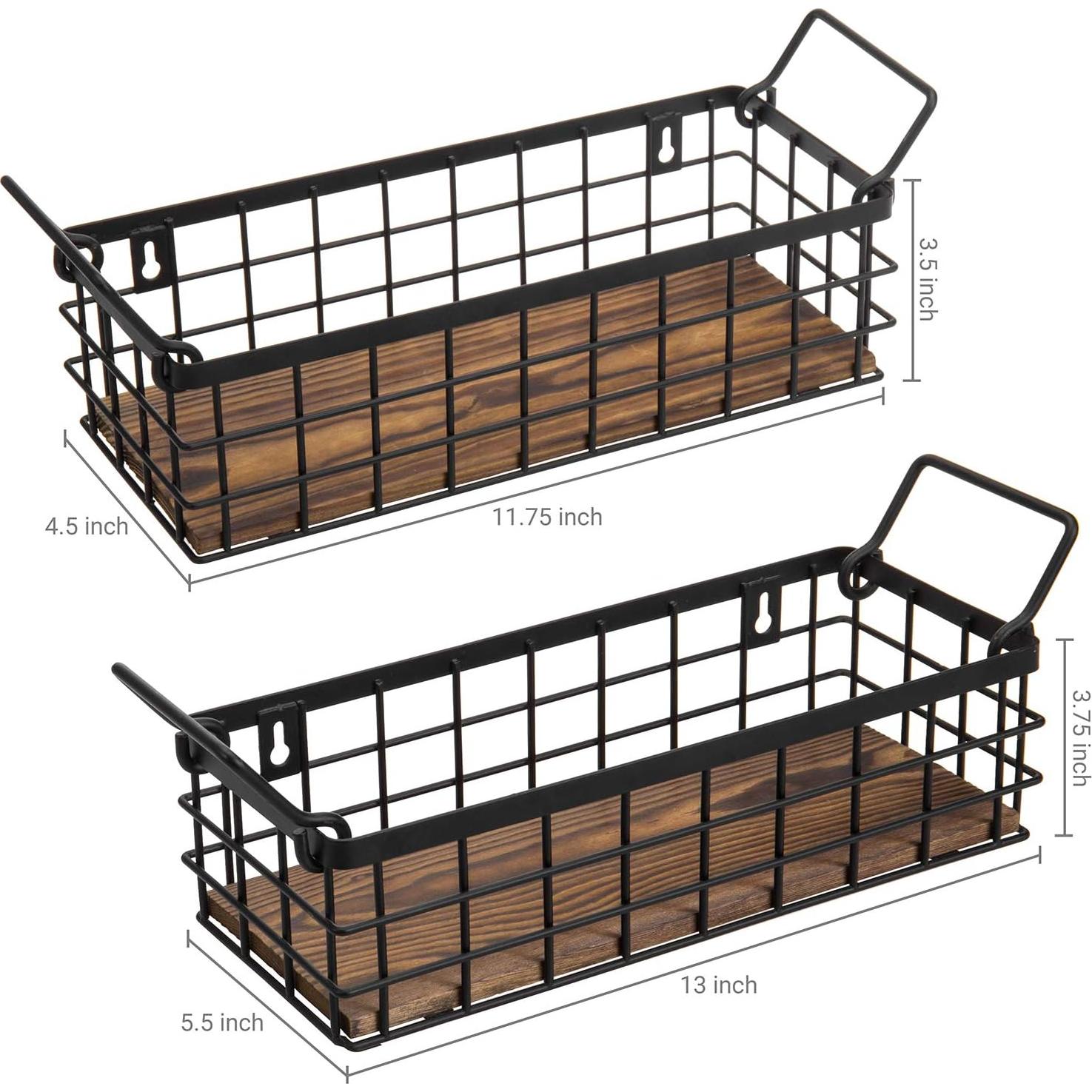 Cestas de Almacenamiento Decorativas MyGift - Juego de 2 Metal y Madera