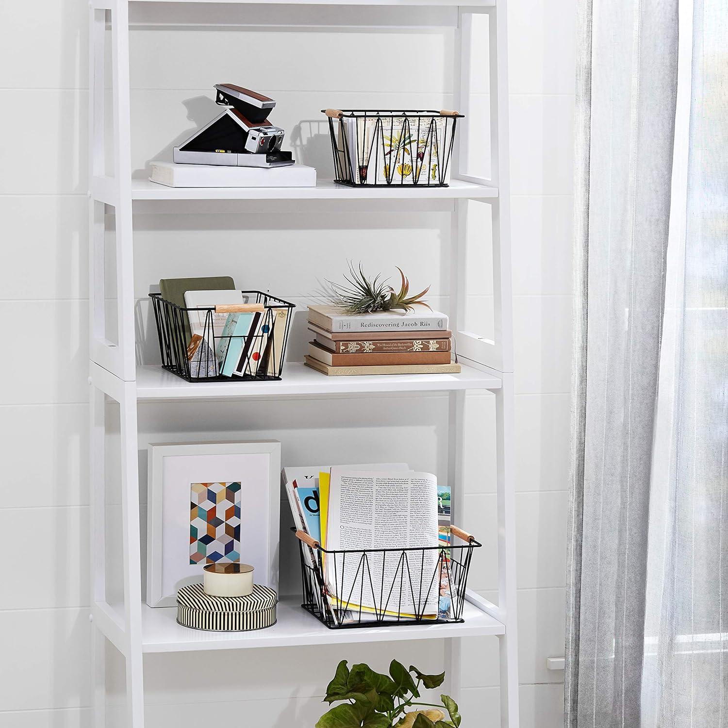 Cestas de Almacenamiento de Alambre Amazon Basics, Juego de 3, Negro