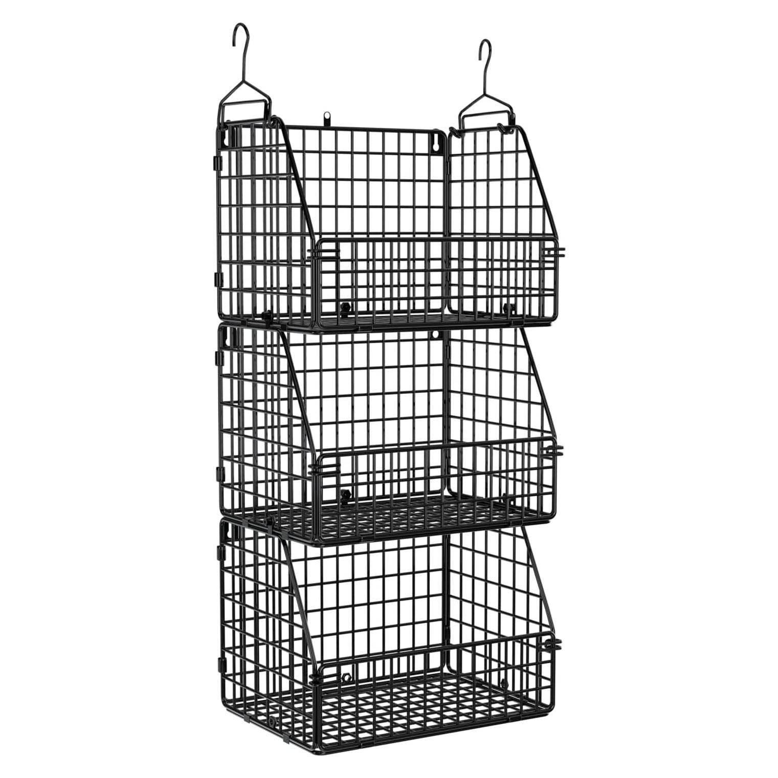 Cestas de Almacenamiento Apilables PUPPYCUTE 3 pcs Metal