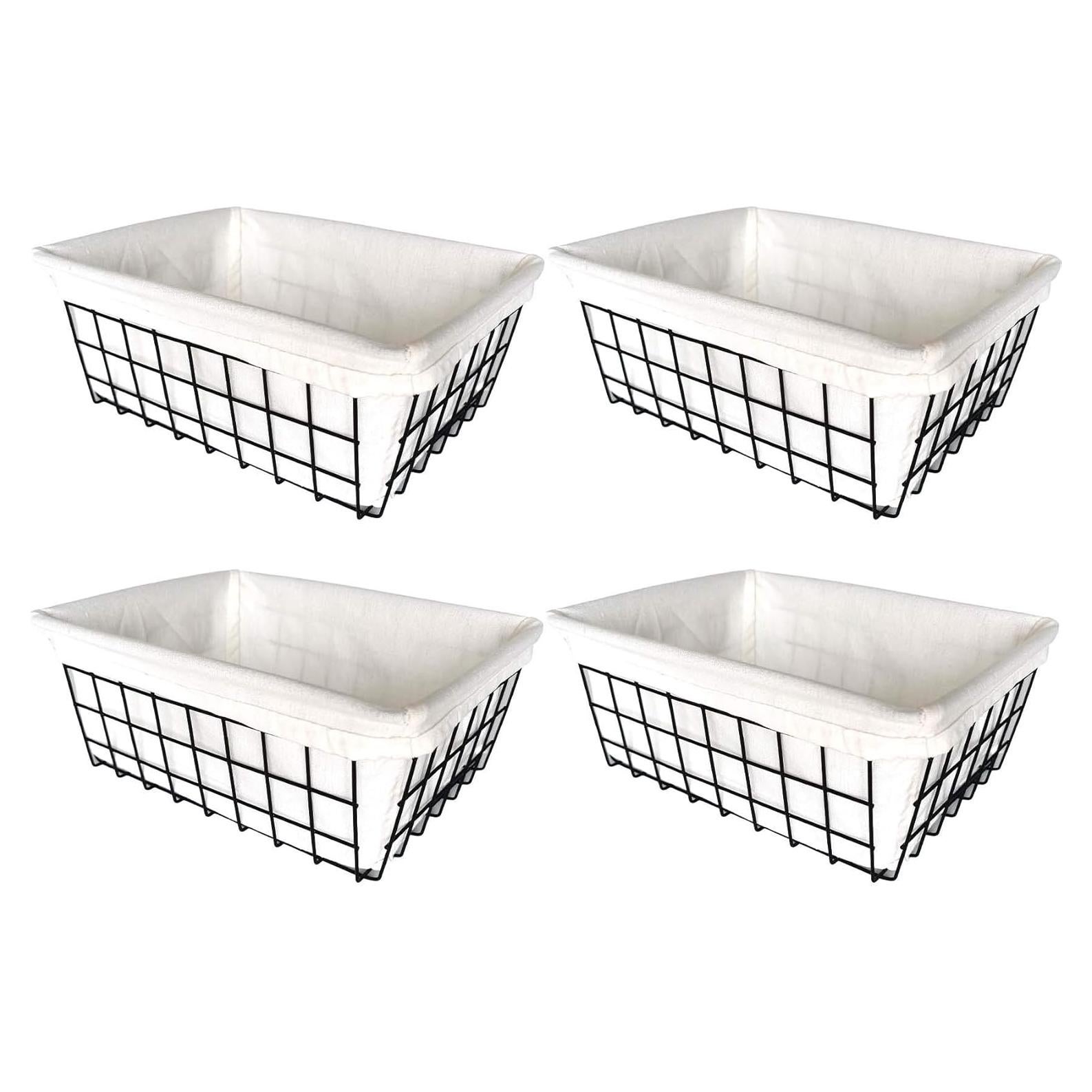 Cestas de Almacenamiento de Alambre Metalicas con Forros - 4 Unidades