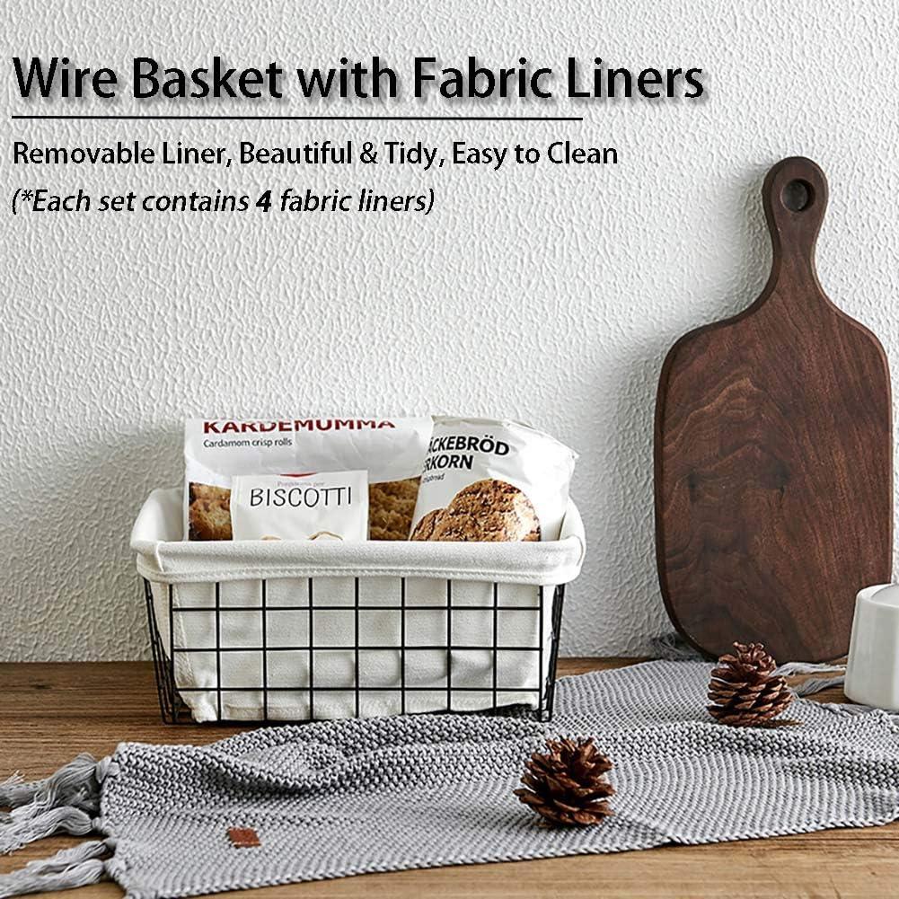 Cestas de Almacenamiento de Alambre Metalicas con Forros - 4 Unidades