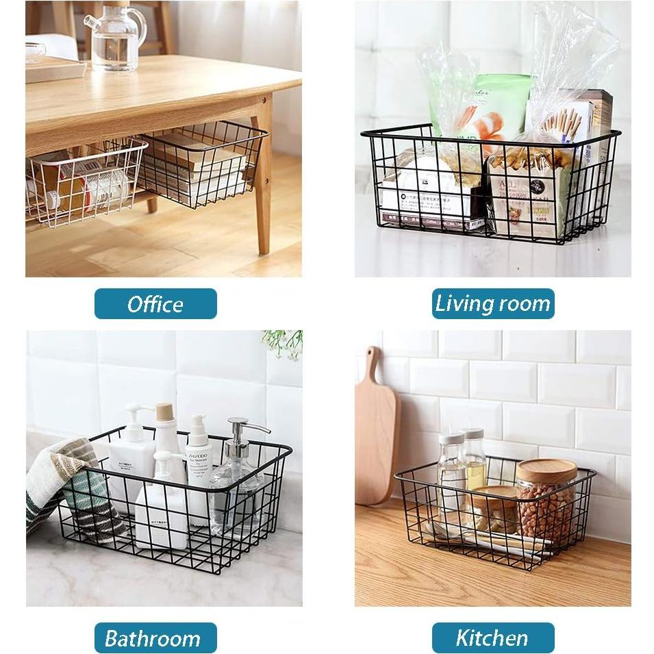 Cestas de Almacenamiento de Alambre Metalicas con Forros - 4 Unidades