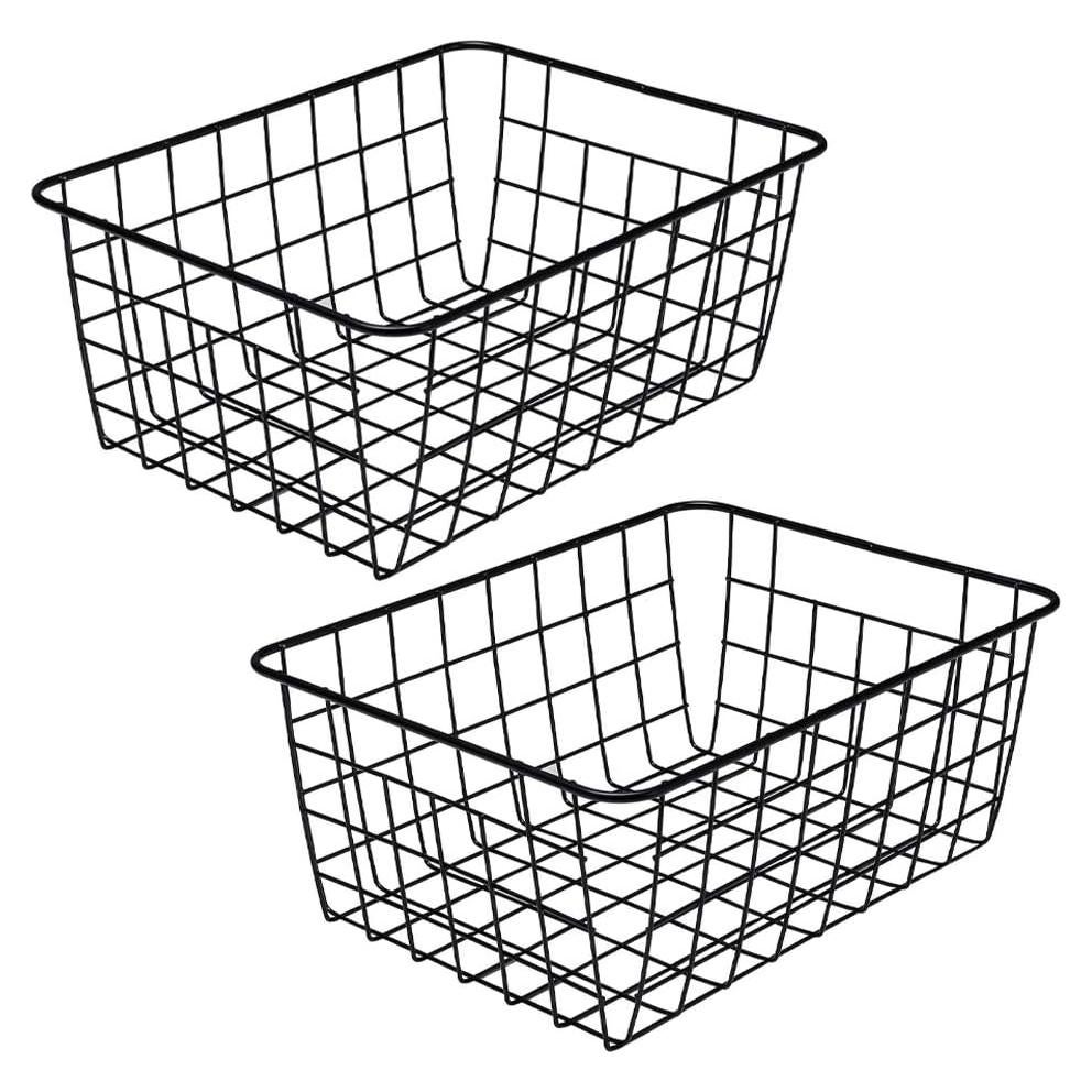 Cestas de Alambre Aeggplant Set de 2 Organizador Negro 28.5x22x12 cm