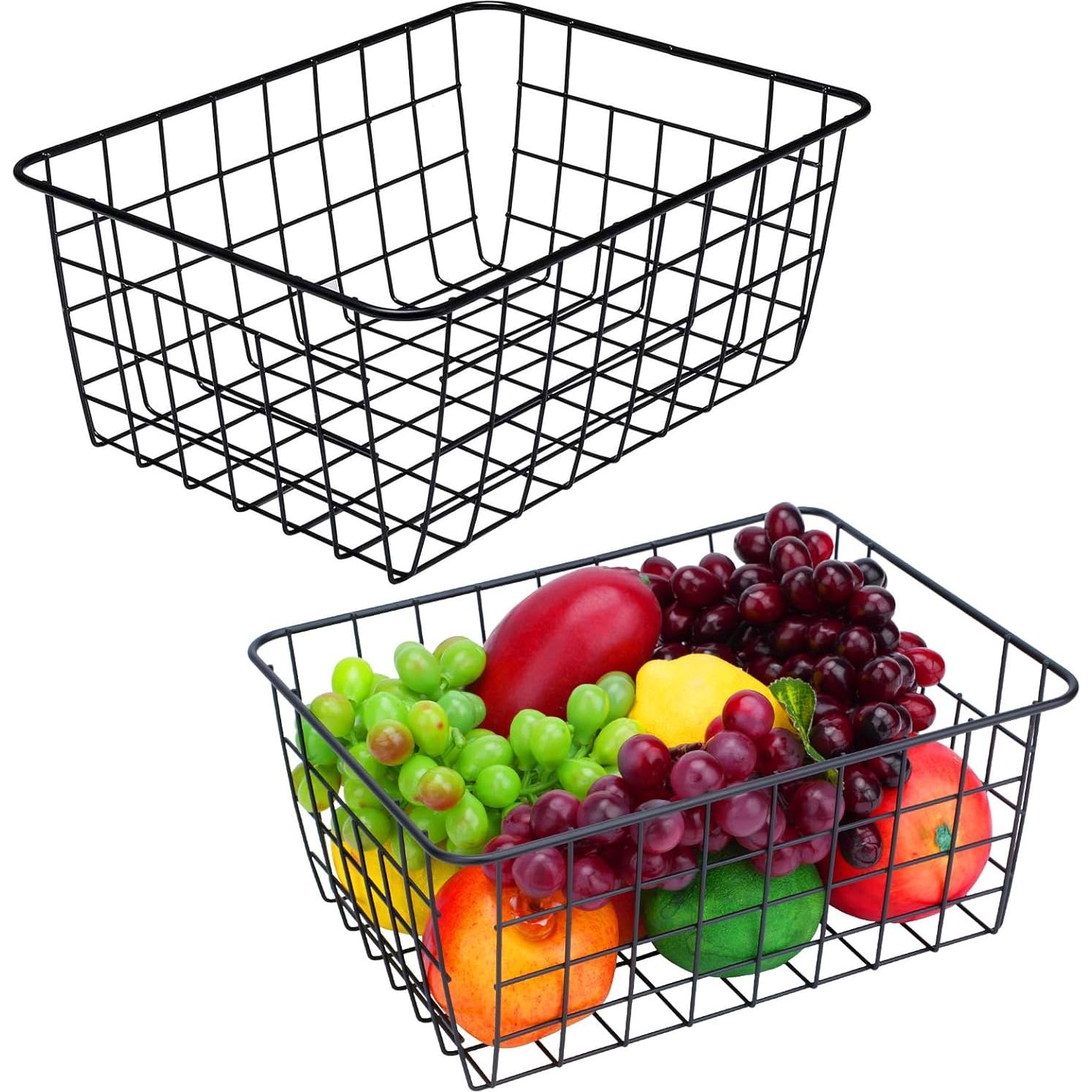 Cestas de Alambre Aeggplant Set de 2 Organizador Negro 28.5x22x12 cm