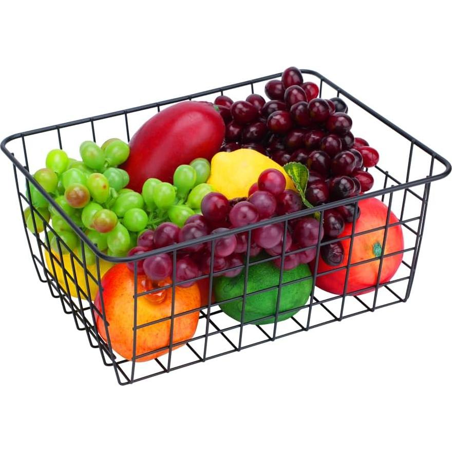 Cestas de Alambre Aeggplant Set de 2 Organizador Negro 28.5x22x12 cm
