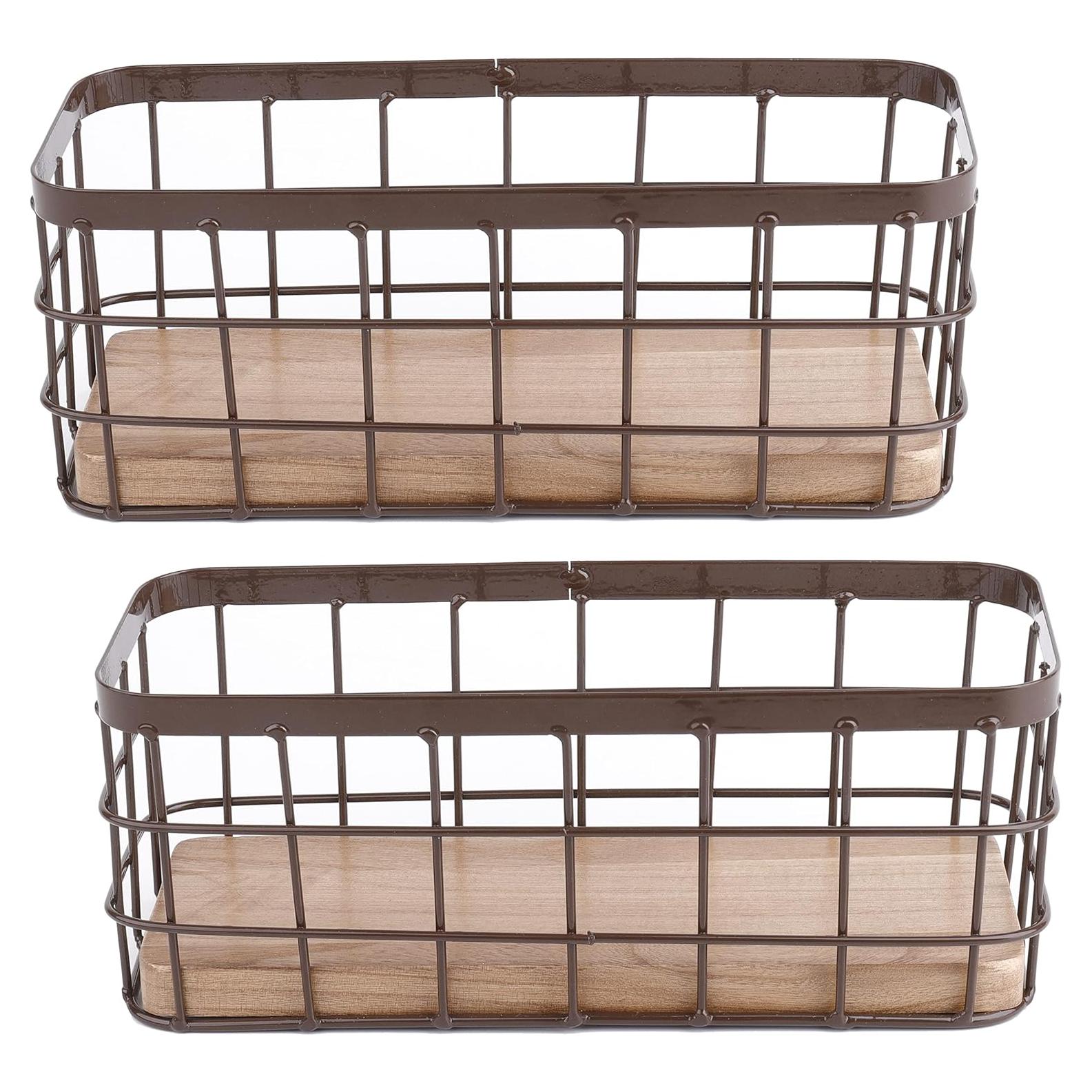 Juego de 2 Cestas de Alambre Dicunoy 25.4x10.16 cm Rústicas