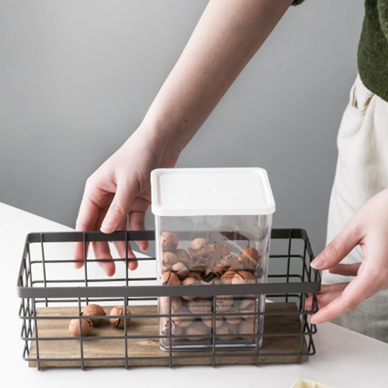 Juego de 2 Cestas de Alambre Dicunoy 25.4x10.16 cm Rústicas