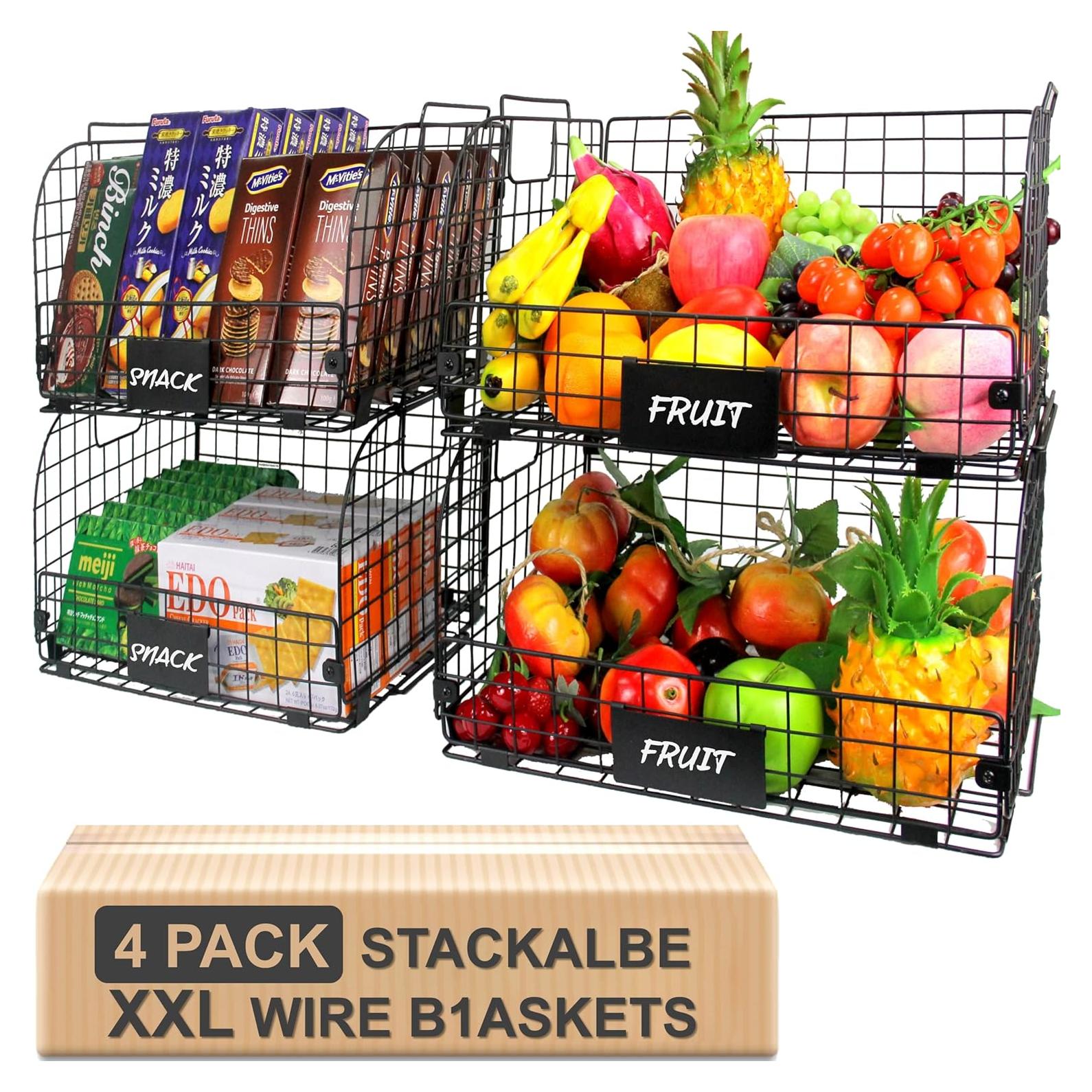 4 Cestas de Alambre Apilables Joben Oligey 41.4x30.5x20.8cm