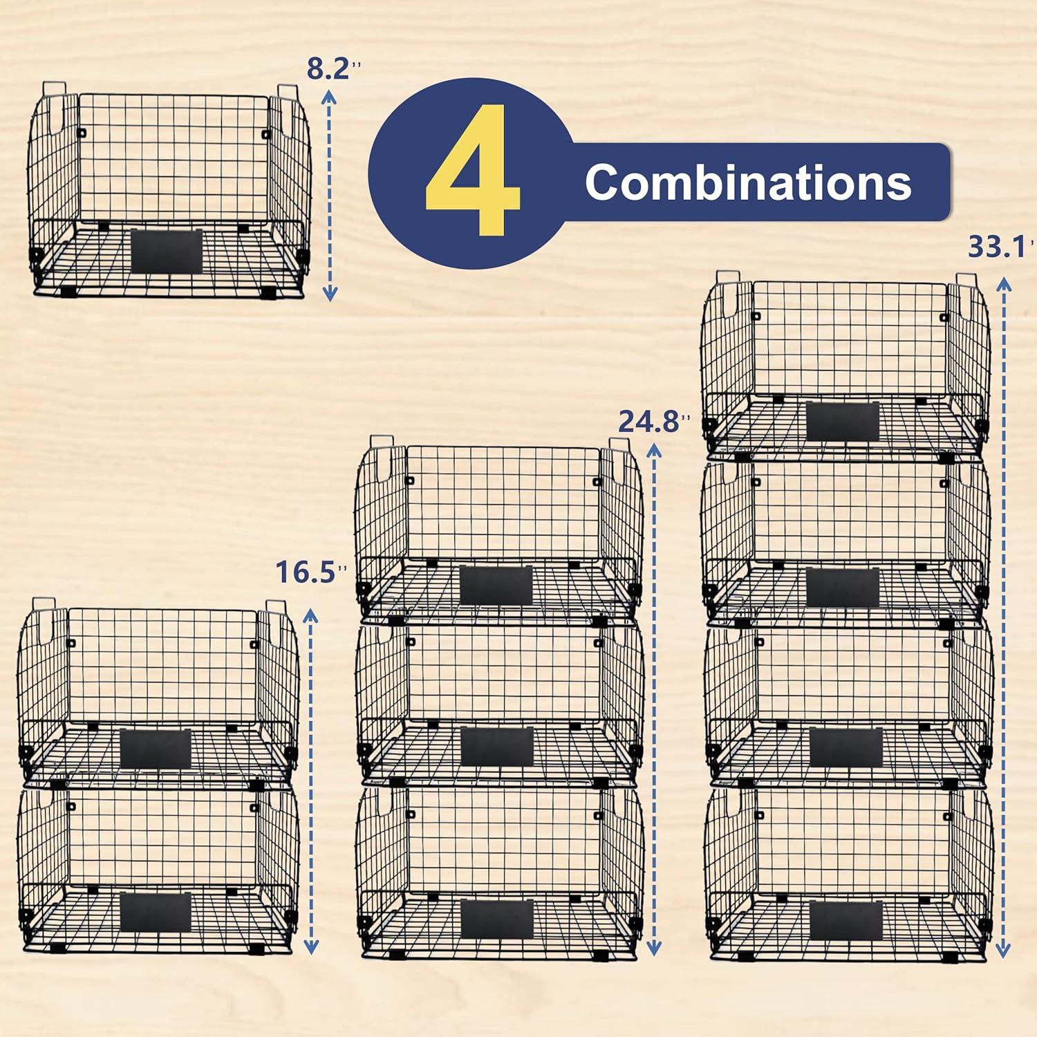 4 Cestas de Alambre Apilables Joben Oligey 41.4x30.5x20.8cm