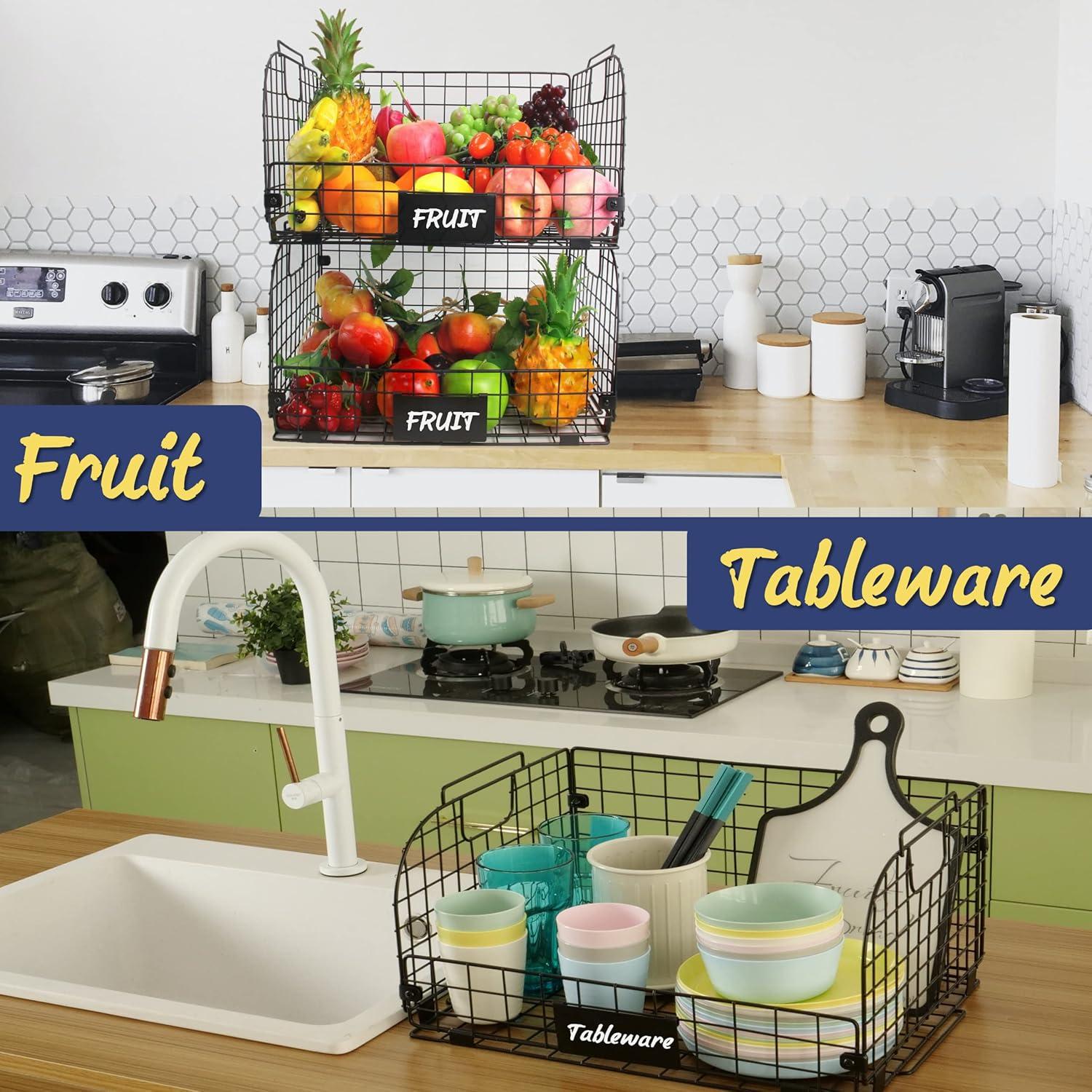 4 Cestas de Alambre Apilables Joben Oligey 41.4x30.5x20.8cm