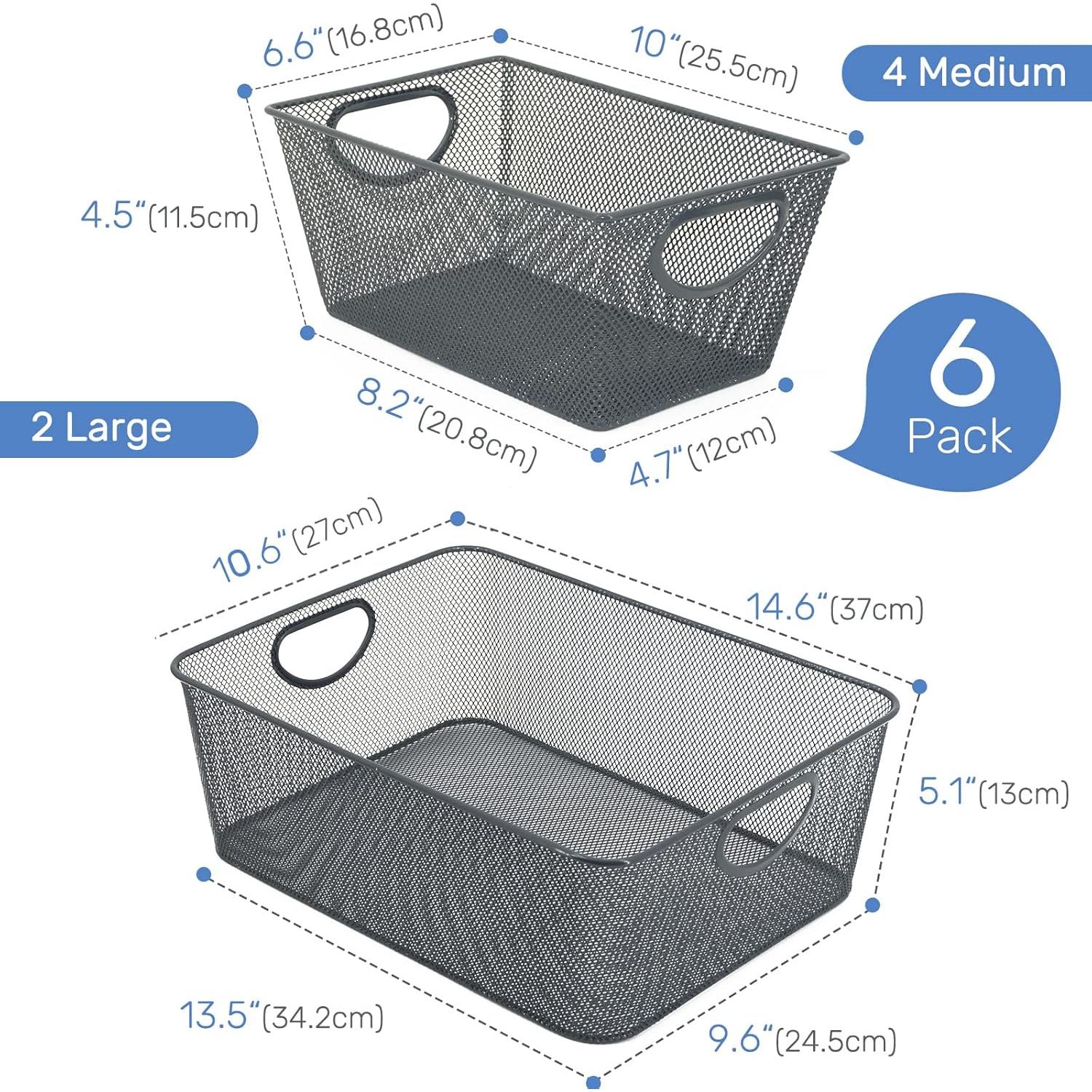 Cestas de Almacenamiento de Alambre NeuDeco - Paquete de 6