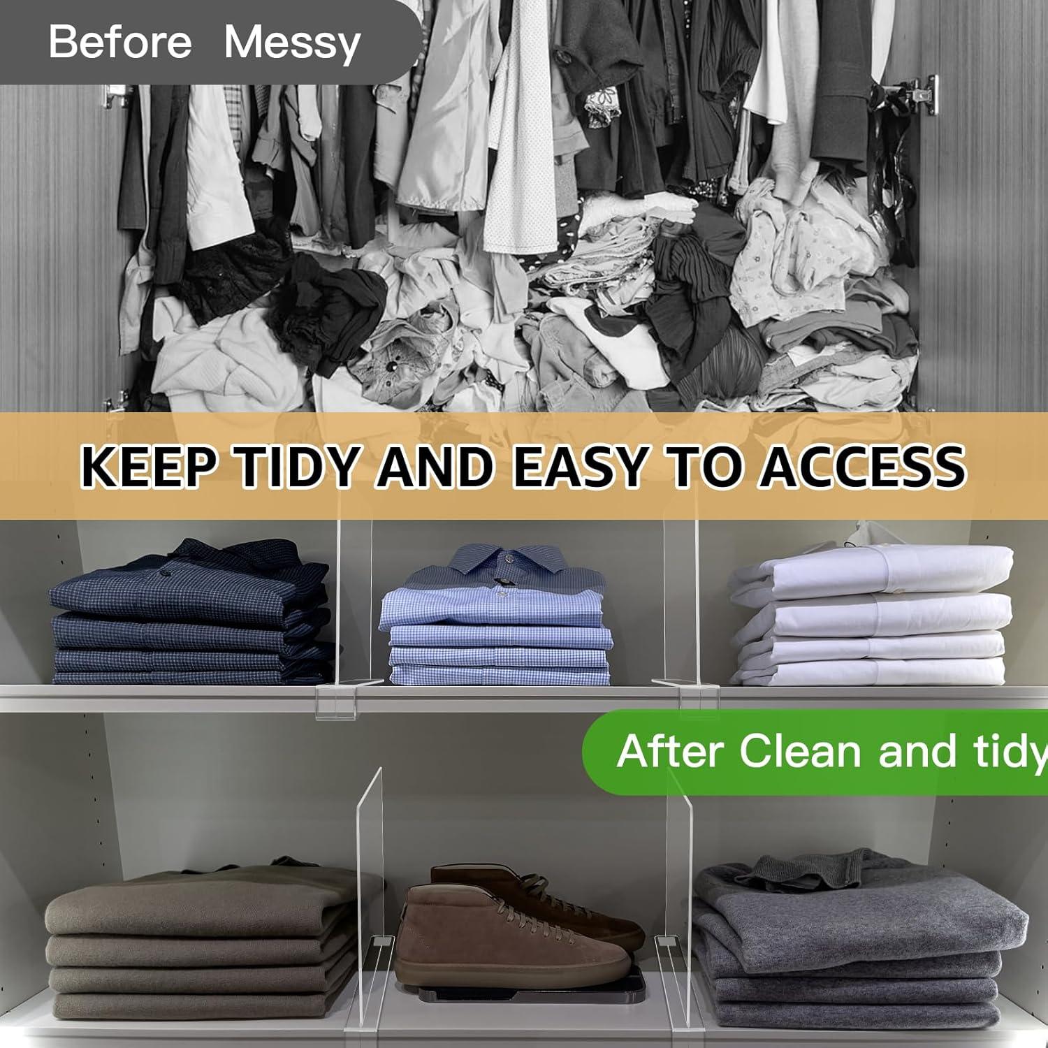 Divisores de Estante Acrílico Fineonly 6PCS para Closet