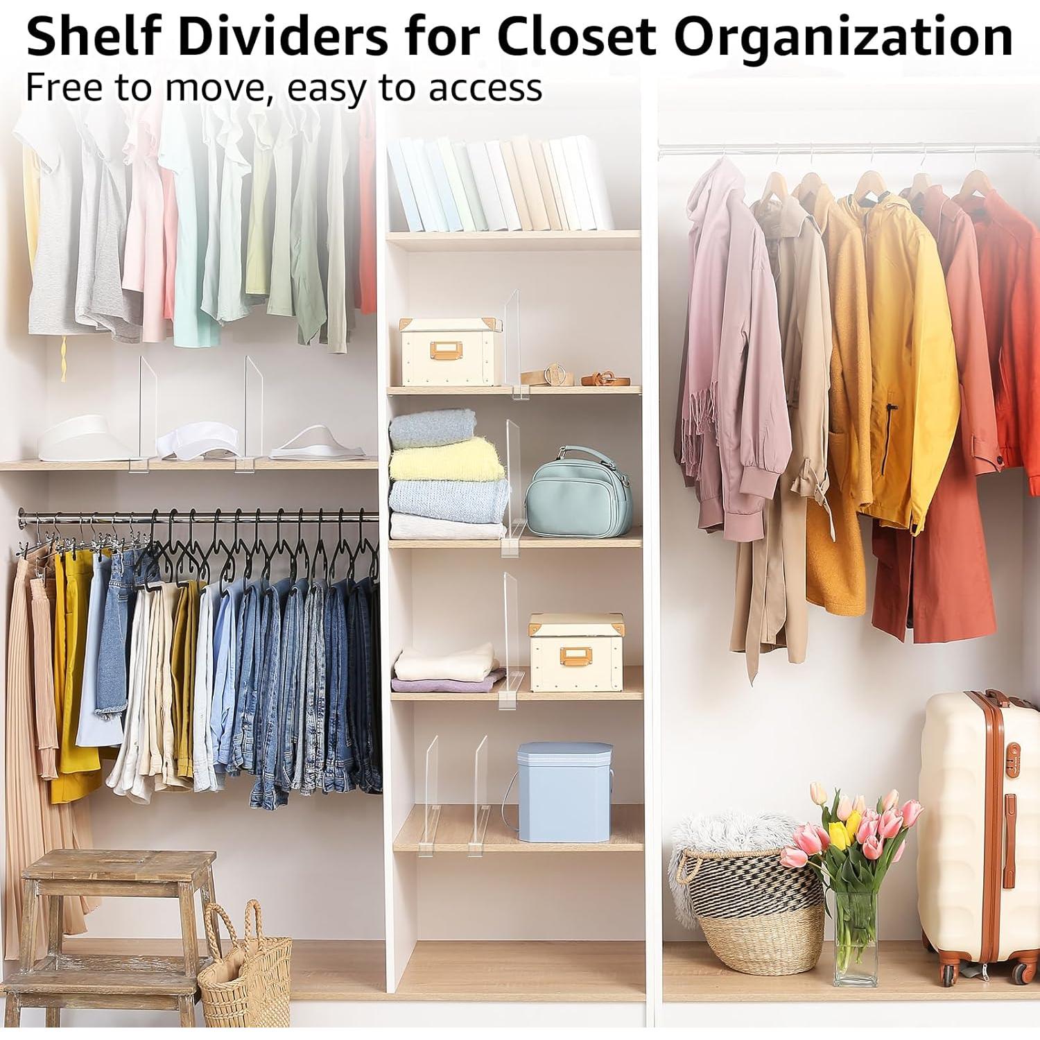 Divisores de Estante Acrílico Fineonly 6PCS para Closet