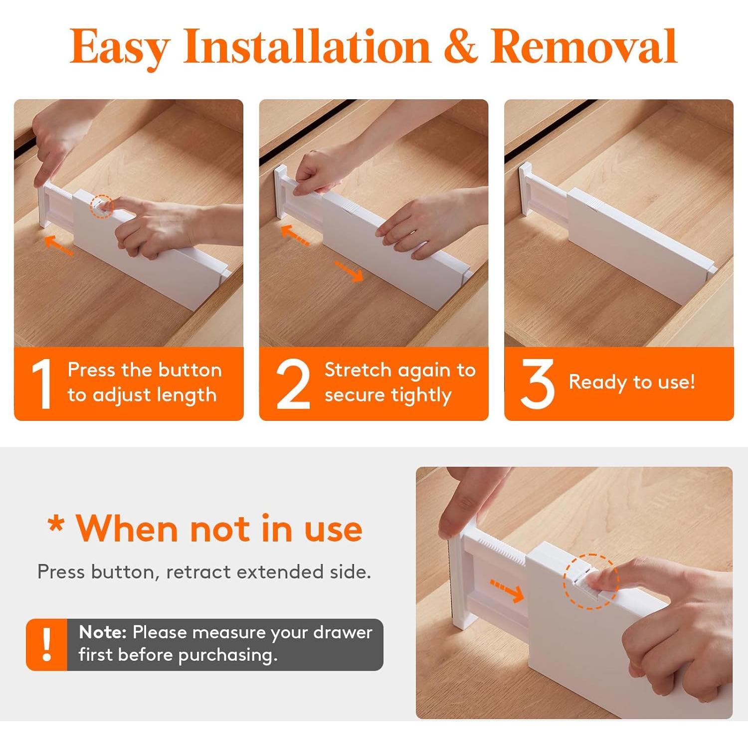 Divisores de Cajón Ajustables Lifewit 5 Piezas 10 cm Alto