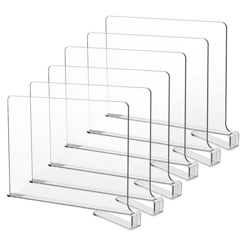 Divisores de Estante Acrílico Transparente LikeU 6 PCS