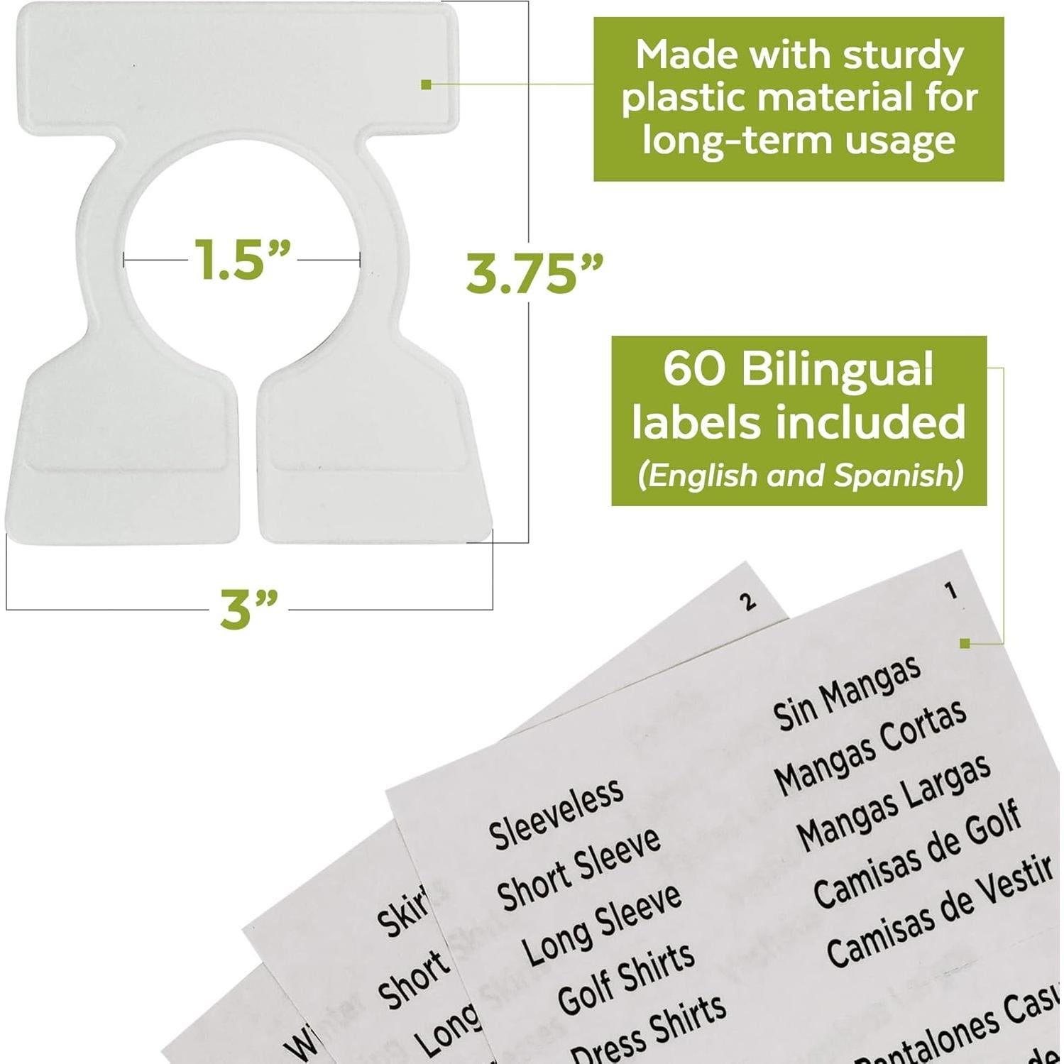 Organizadores de Ropa The Clutter Diet - 12 Divisores con Etiquetas