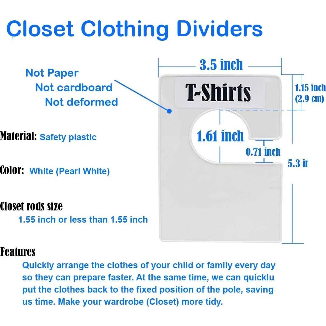 Divisores de Ropa TraGoods 10 Piezas Blanco Perla 13.6x9cm