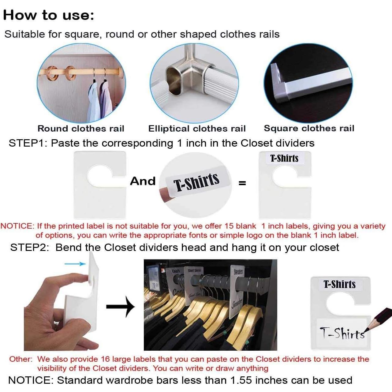 Divisores de Ropa TraGoods 10 Piezas Blanco Perla 13.6x9cm