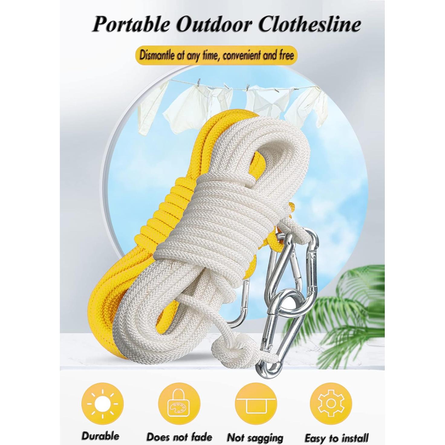 Cuerda de Tender Ropa Portátil BanYakong 10m Algodón Ajustable