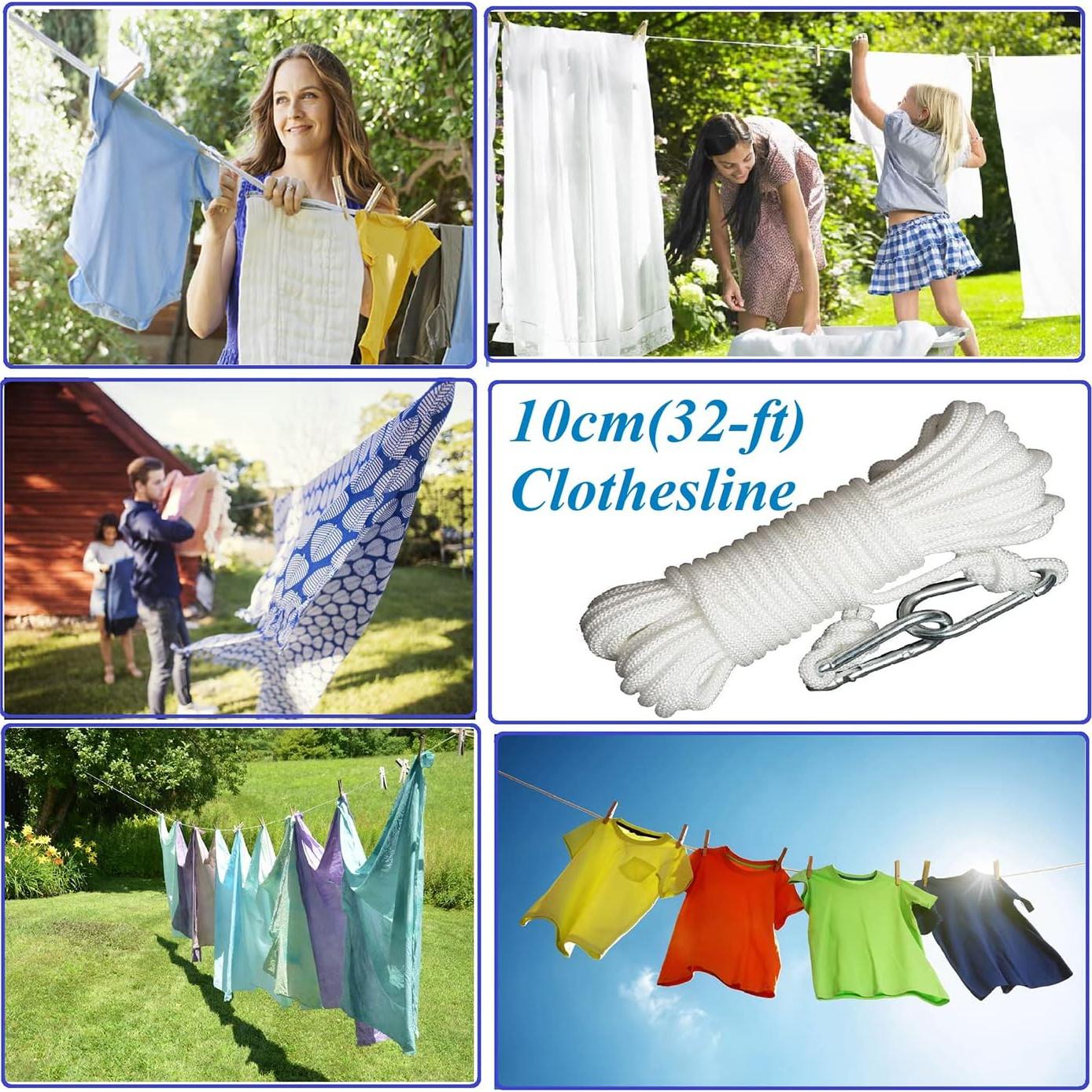 Cuerda de Tender Ropa Portátil BanYakong 10m Algodón Ajustable