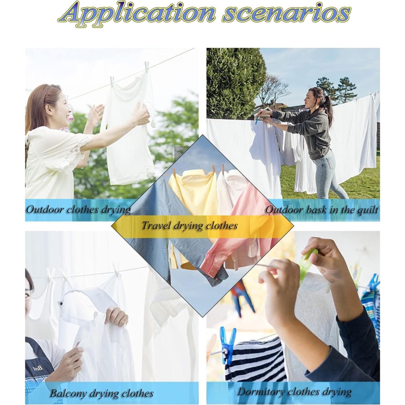 Cuerda de Tender Ropa Portátil BanYakong 10m Algodón Ajustable