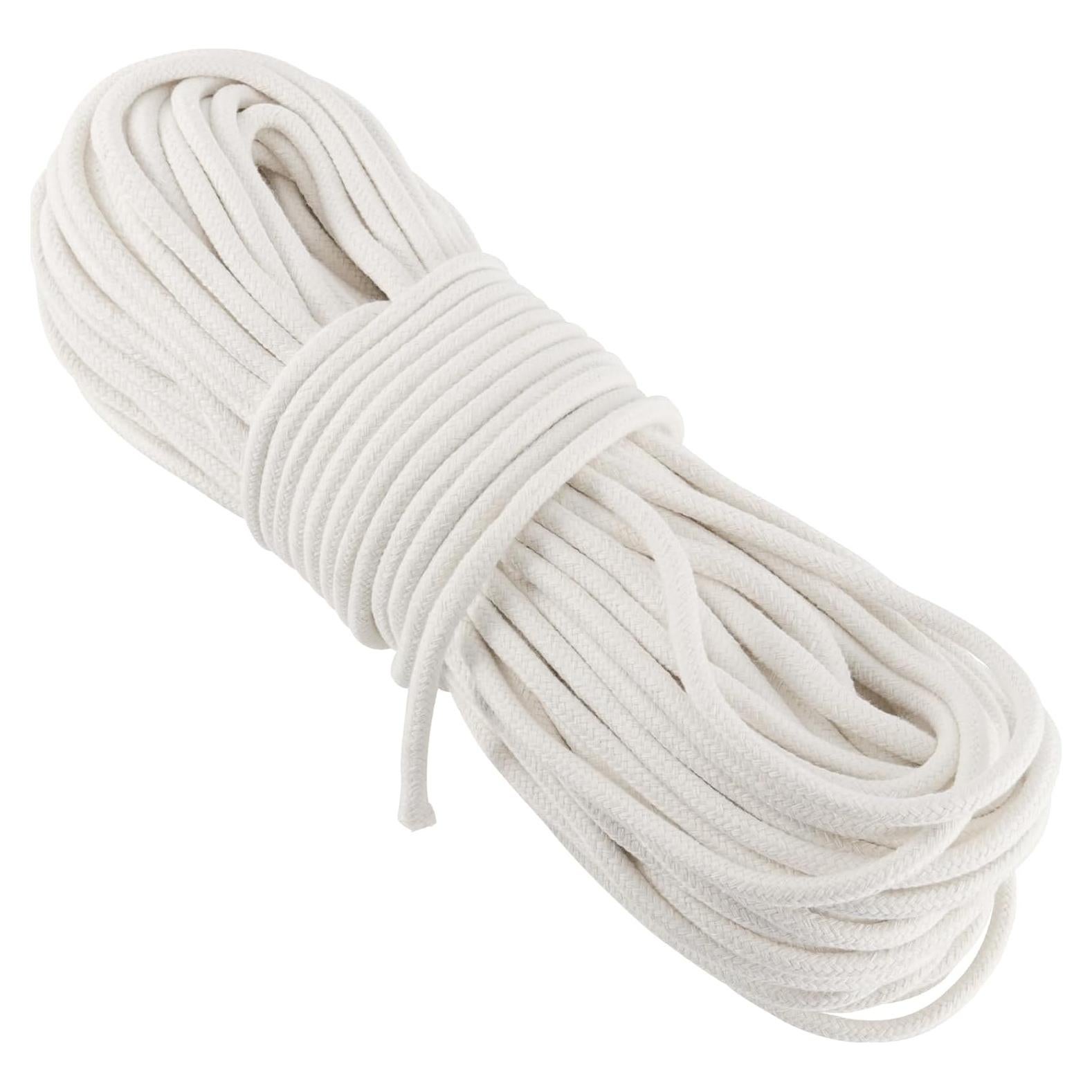 Cuerda de Algodón Trenzada FUNSUEI 100m 8mm Blanca para Manualidades