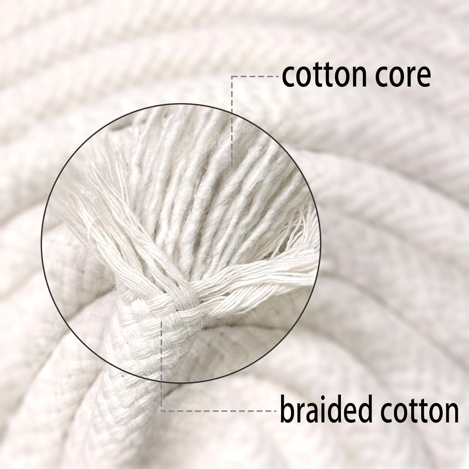 Cuerda de Algodón Trenzada JANJOSN 15m 1.27cm Blanca Suave