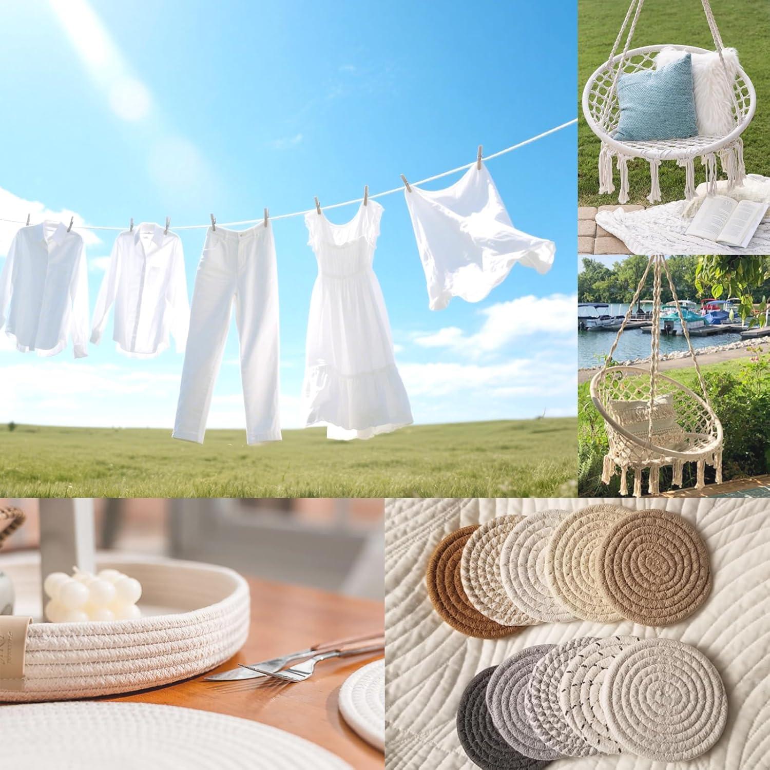 Cuerda de Algodón Trenzada JANJOSN 15m 1.27cm Blanca Suave