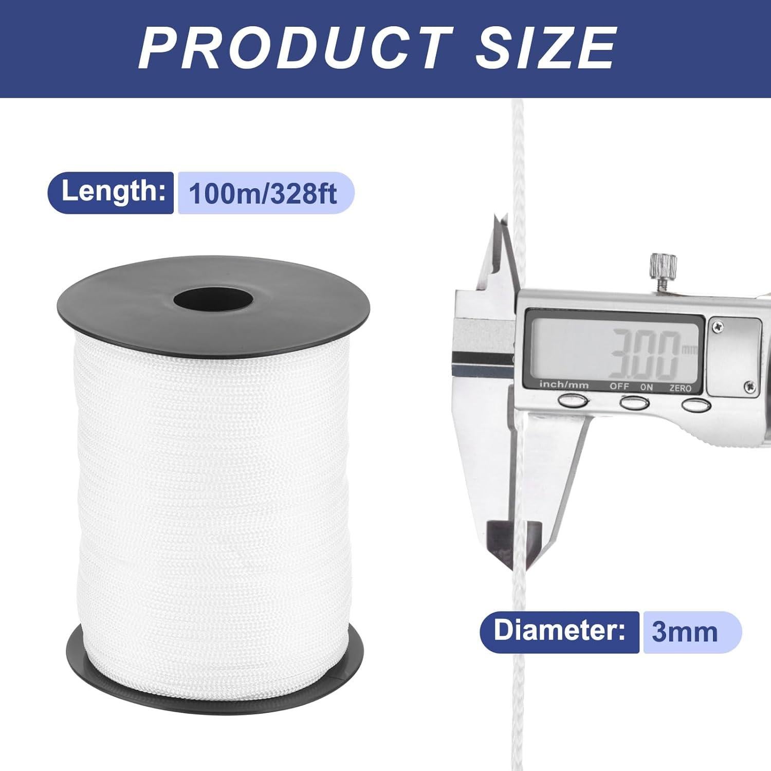 Cuerda de Polipropileno Trenzada MECCANIXITY 100m 3mm Blanca