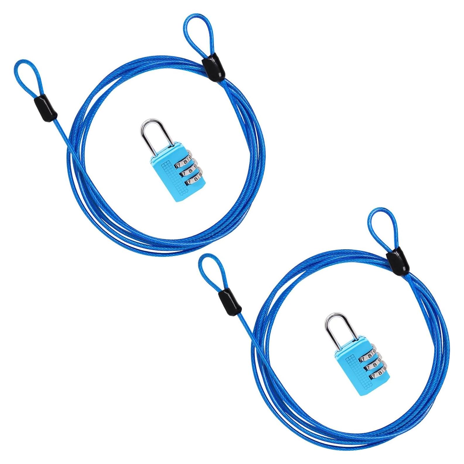 Cable de Seguridad Azul 2m con Candado Combinación Sydien