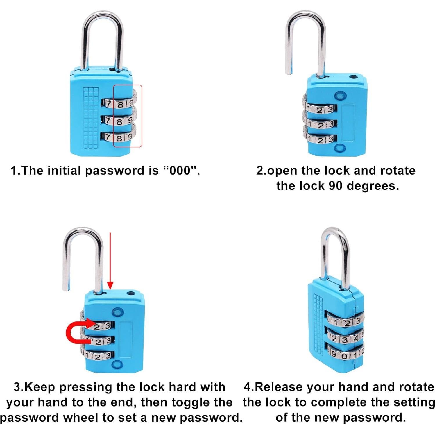 Cable de Seguridad Azul 2m con Candado Combinación Sydien