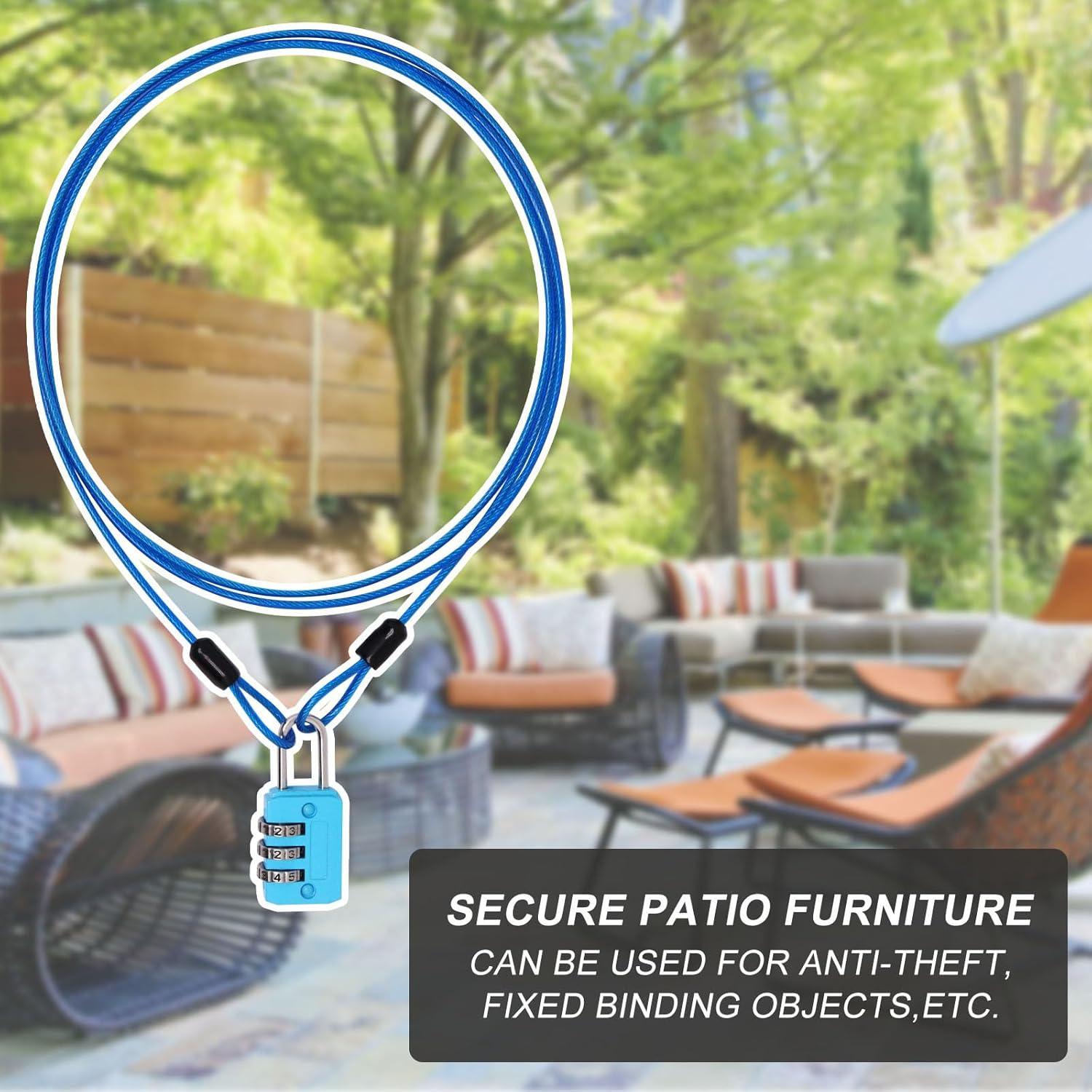 Cable de Seguridad Azul 2m con Candado Combinación Sydien