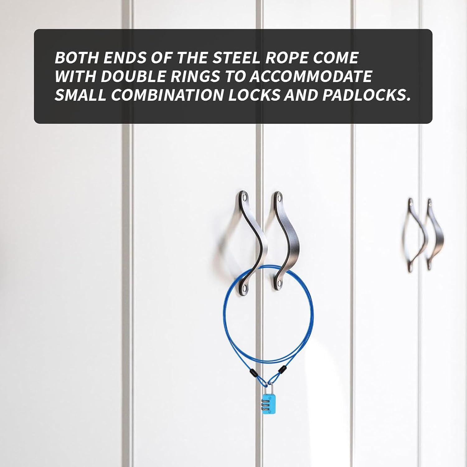 Cable de Seguridad Azul 2m con Candado Combinación Sydien