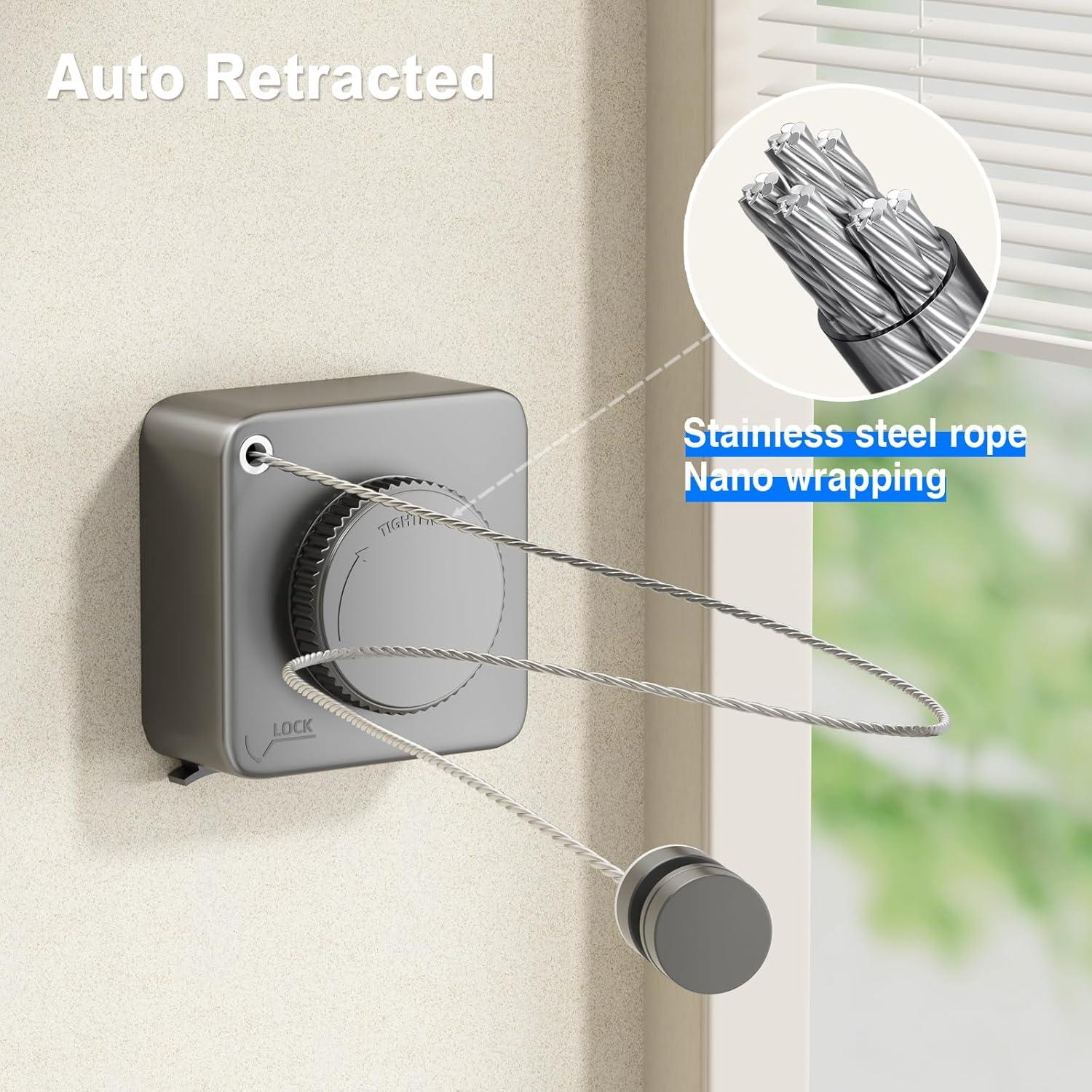 Tendedero Retráctil Antisagado Mustorn 4.6m Acero Inoxidable