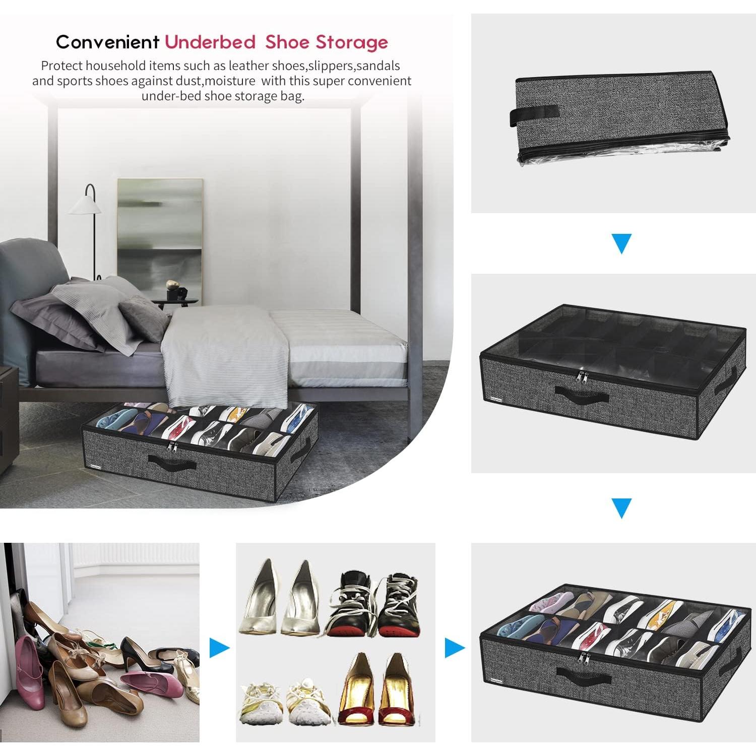 Organizador de Zapatos Bajo la Cama Onlyeasy, 2 Unidades, Negro