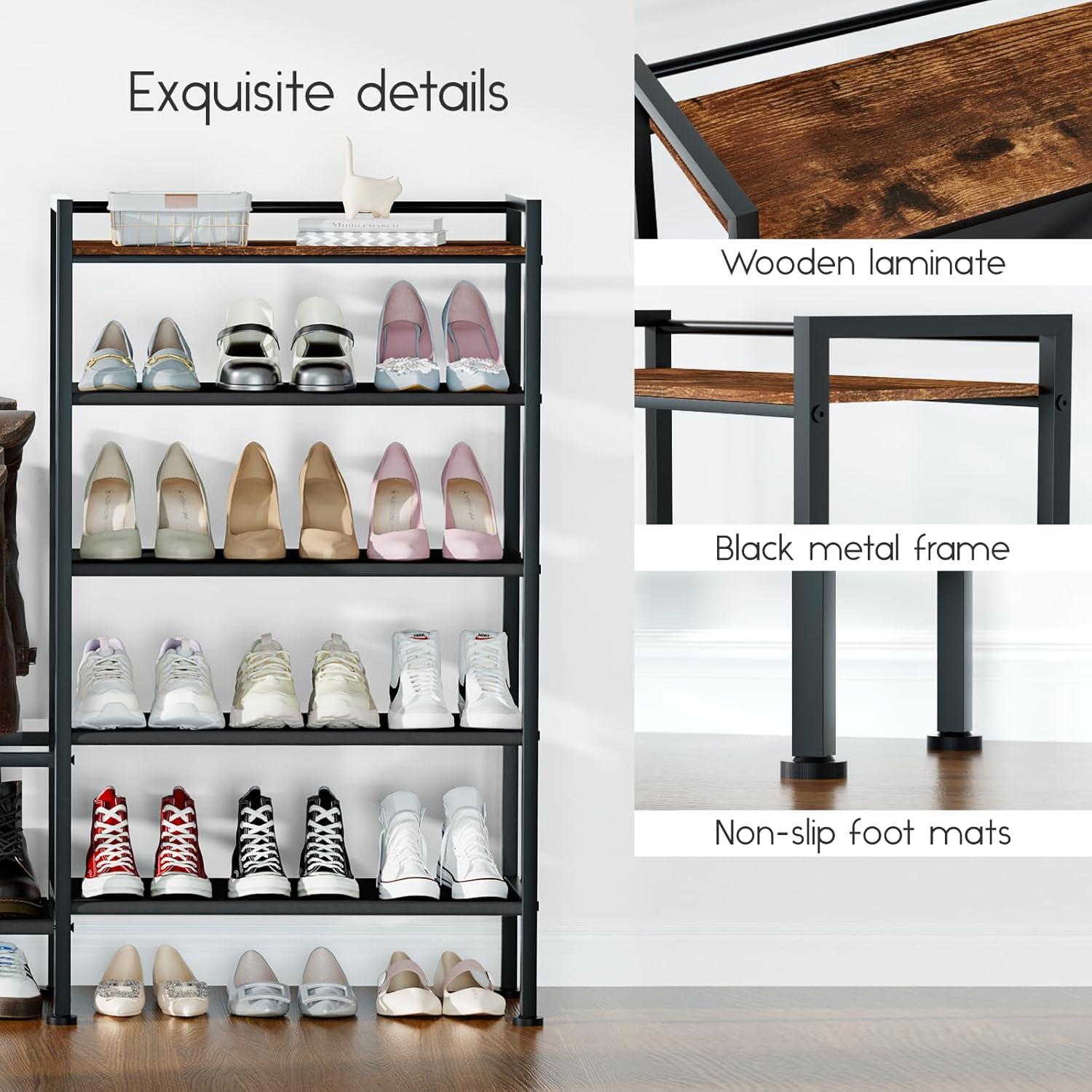 Estante de Zapatos Homsorout 5 Niveles Metal 25 Pares