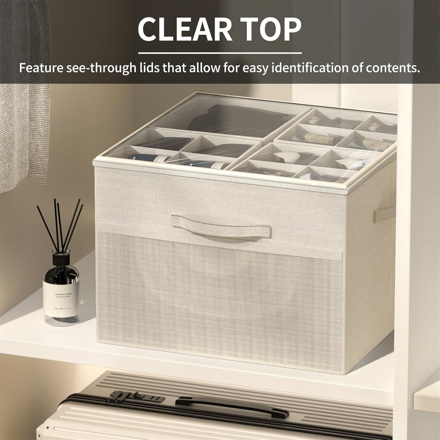 Organizador de Zapatos Aokeyee Beige - 2 Cajas Plegables con Divisores