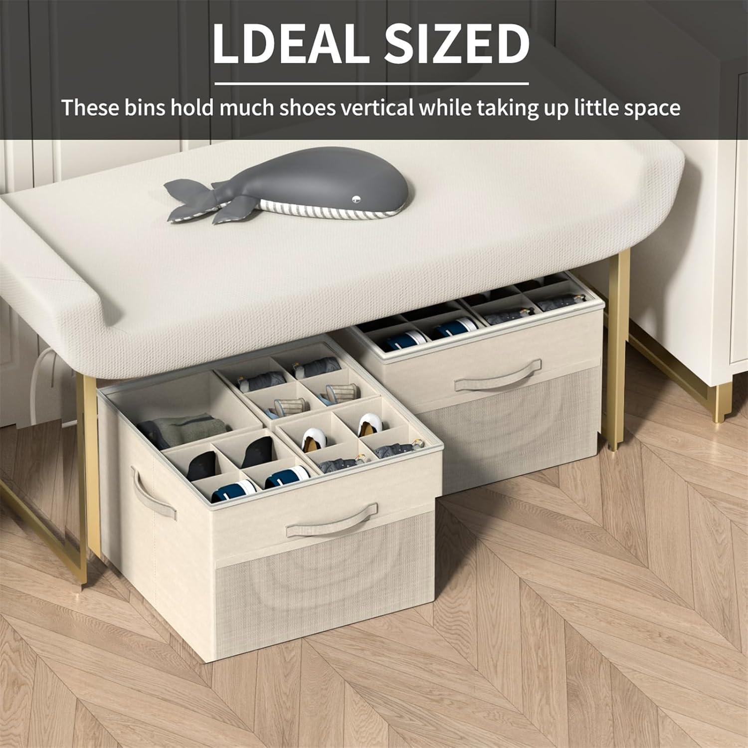 Organizador de Zapatos Aokeyee Beige - 2 Cajas Plegables con Divisores