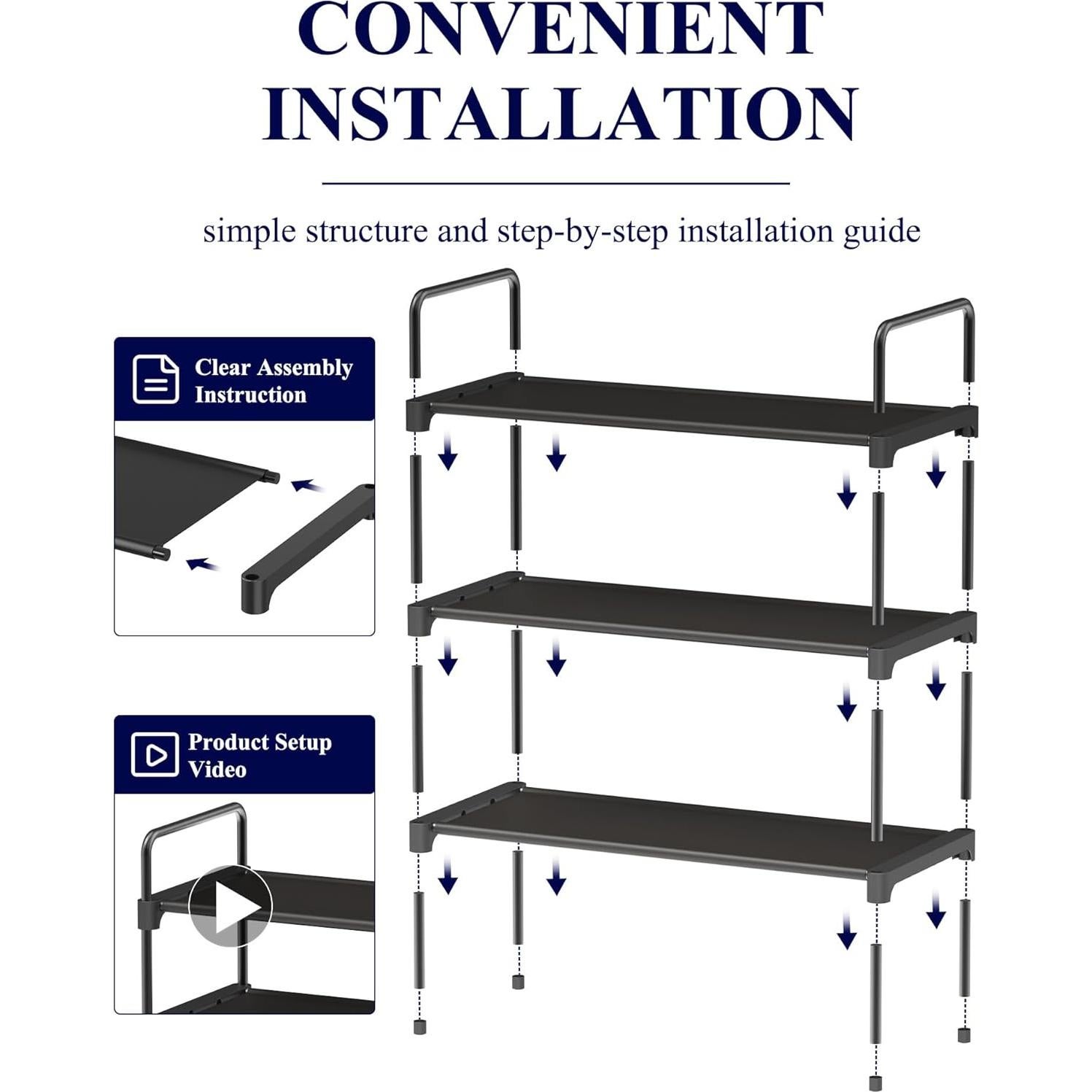 Estante para zapatos Kitsure 3 niveles 70.1x30x57.5cm Negro
