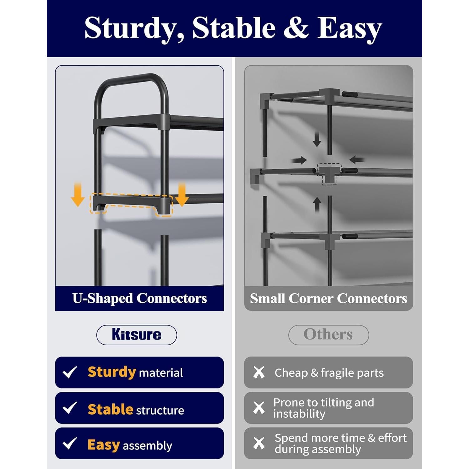 Estante de Zapatos Kitsure 3 Niveles Negro 99.1x30x59 cm