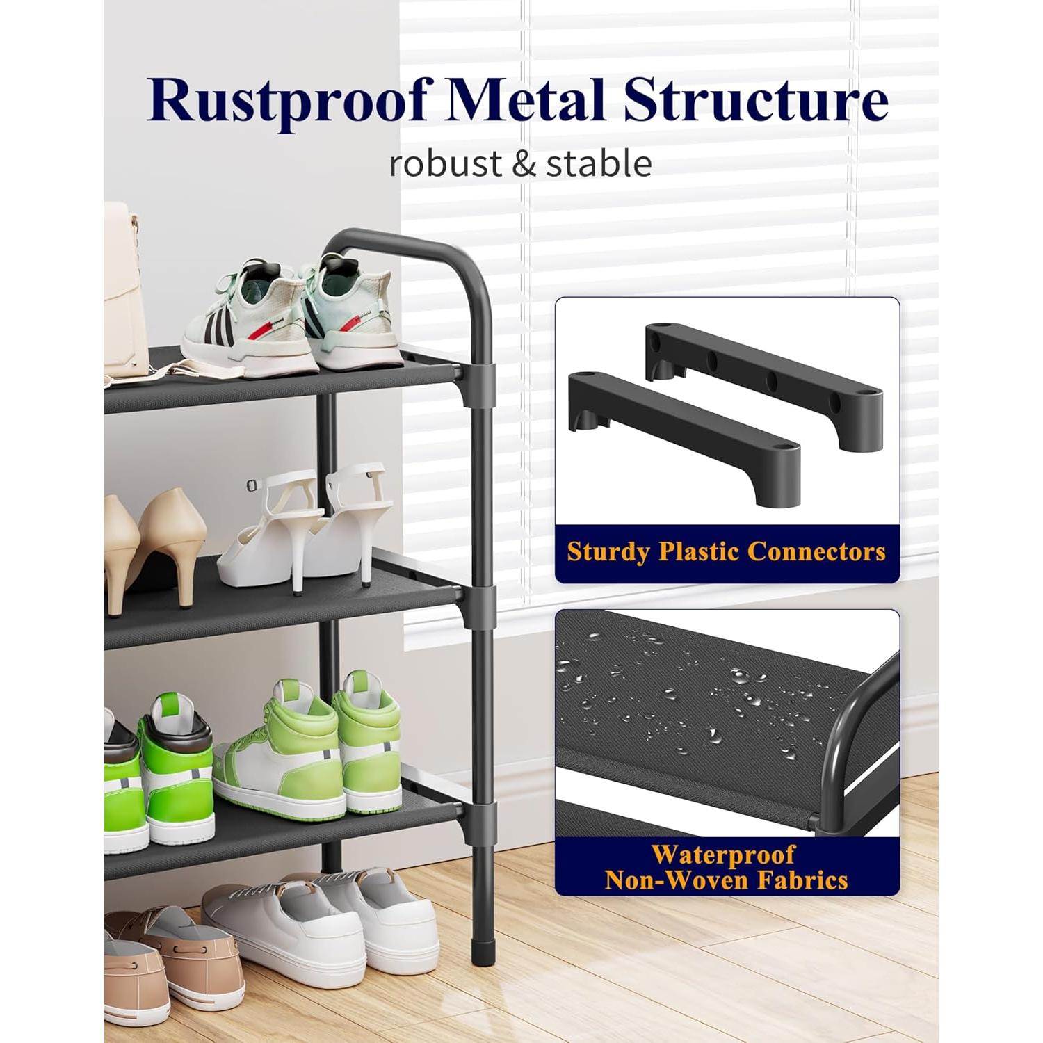 Estante de Zapatos Kitsure 3 Niveles Negro 99.1x30x59 cm