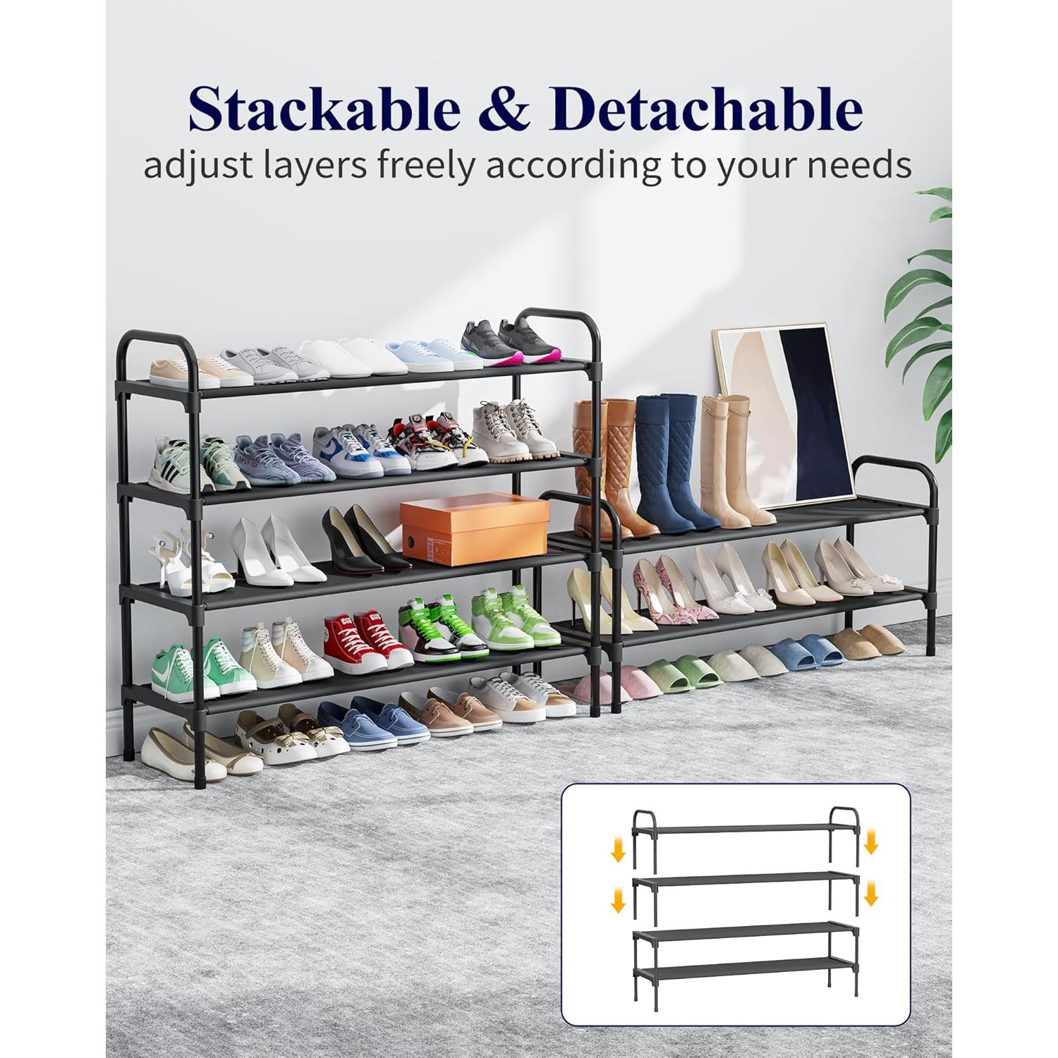 Estante de Zapatos Kitsure 3 Niveles Negro 99.1x30x59 cm