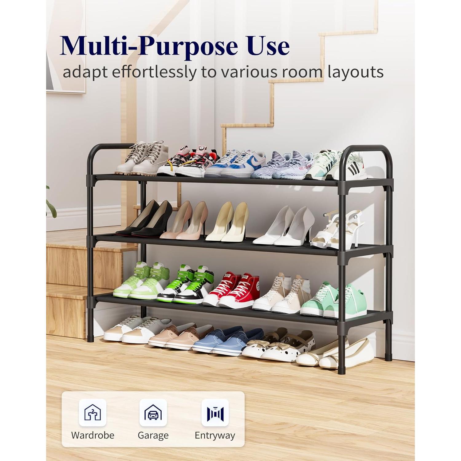 Estante de Zapatos Kitsure 3 Niveles Negro 99.1x30x59 cm