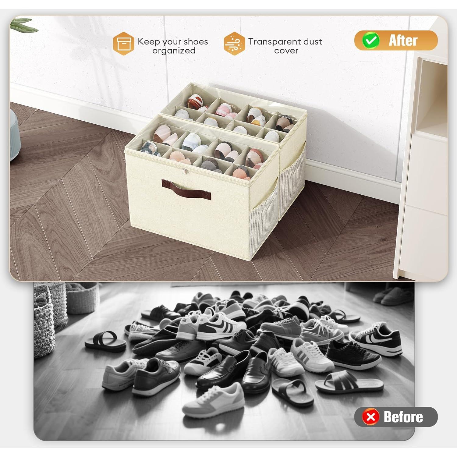 Organizador de Zapatos Budding Joy 2 Piezas Beige Amarillo