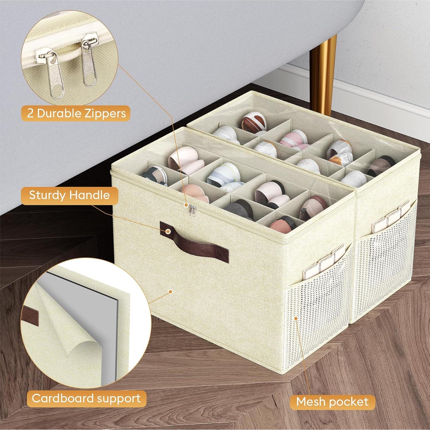 Organizador de Zapatos Budding Joy 2 Piezas Beige Amarillo