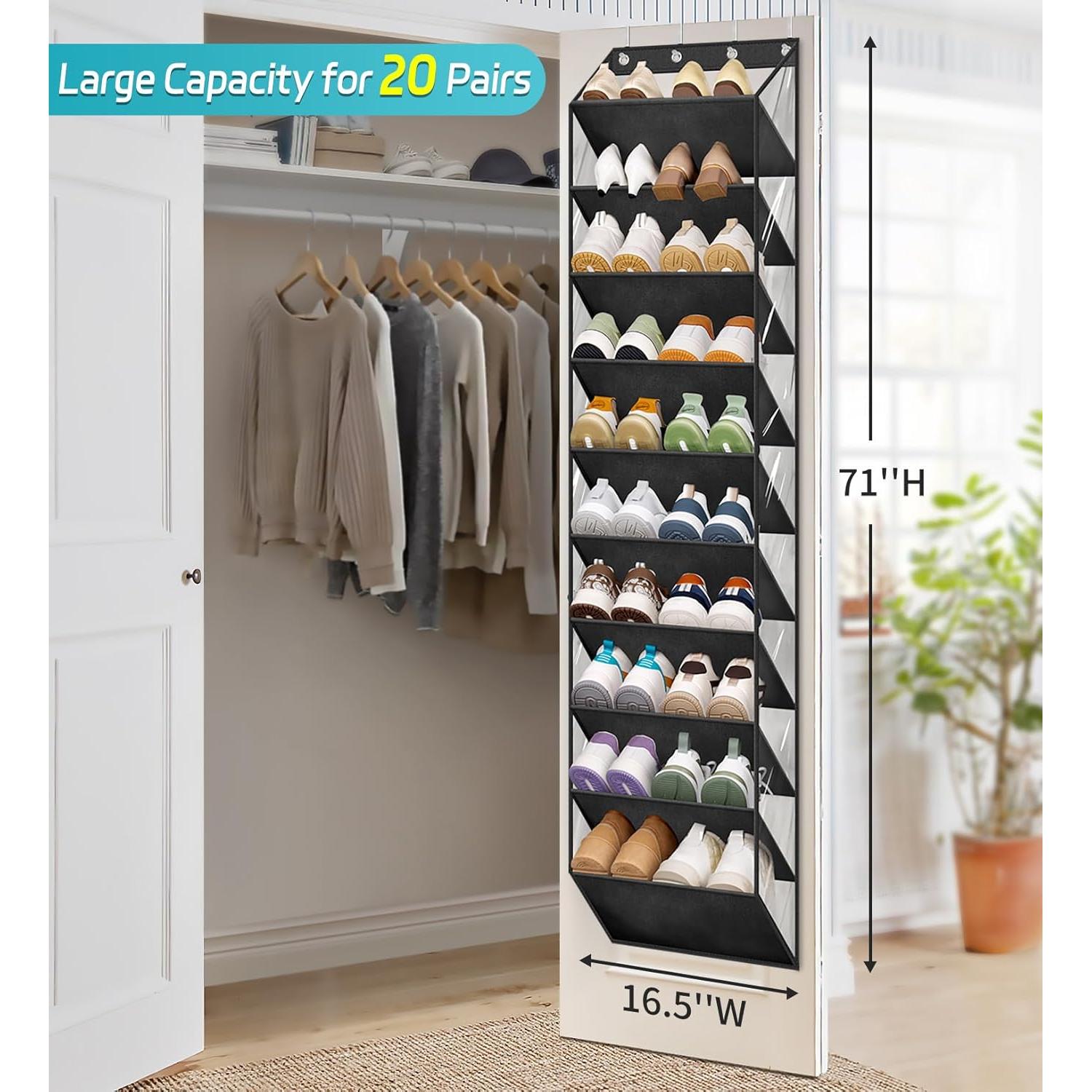 Organizador de Zapatos Colgante AOODA 20 Pares Negro 180 cm