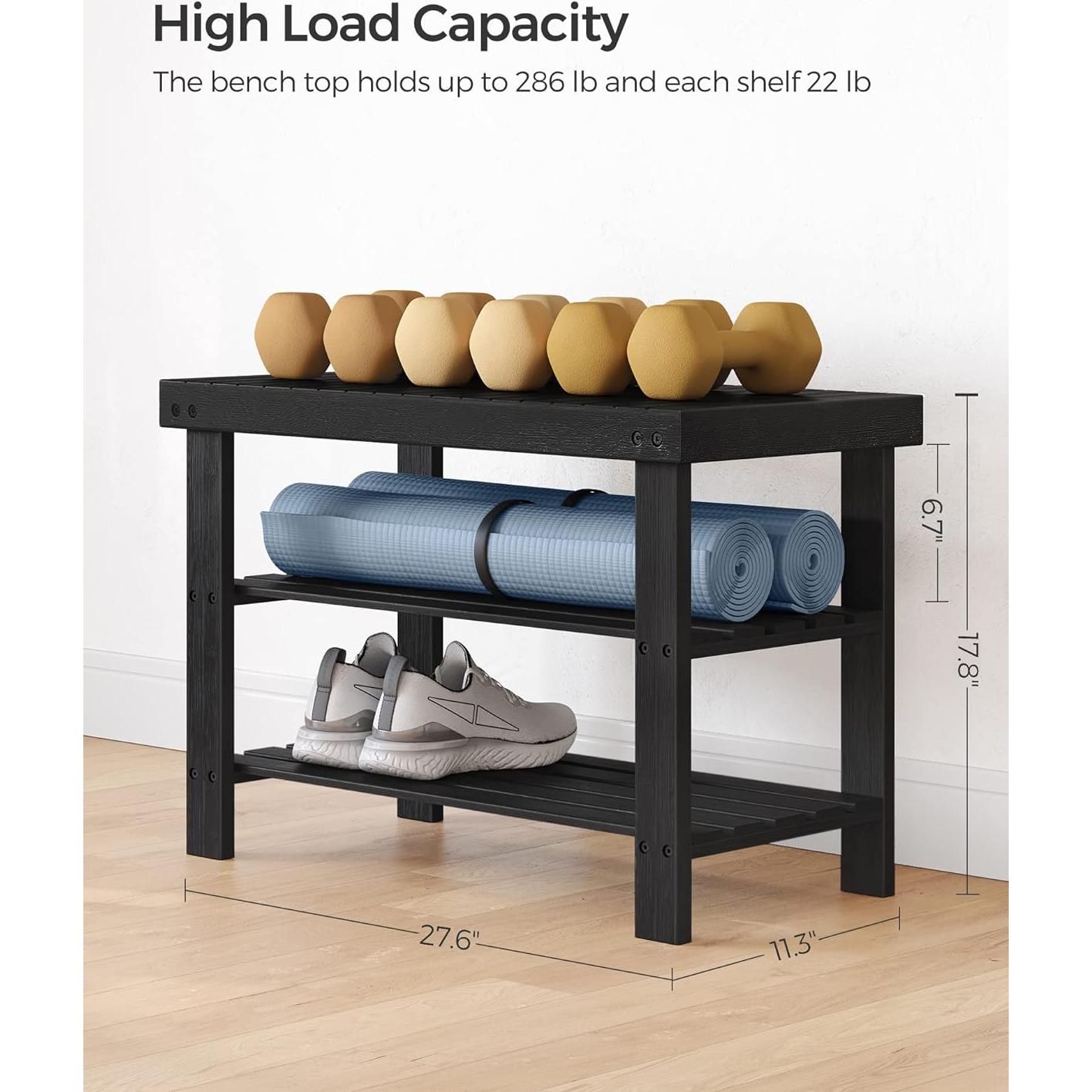 Banco para Zapatos SONGMICS de Bambú 3 Niveles Negro 70.1 cm