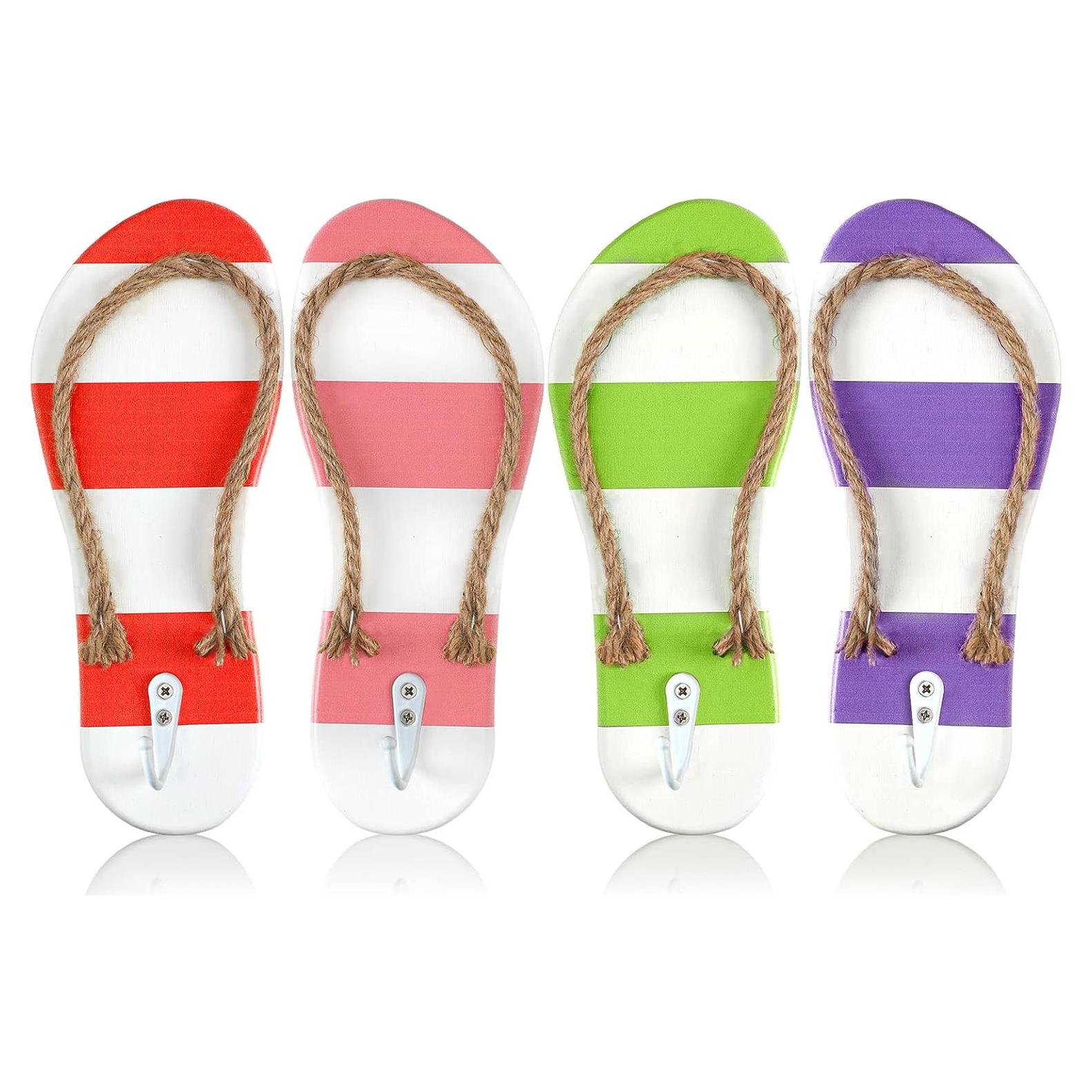 Ganchos de Pared Sintuff 4 Pcs Chancla Madera Decorativos